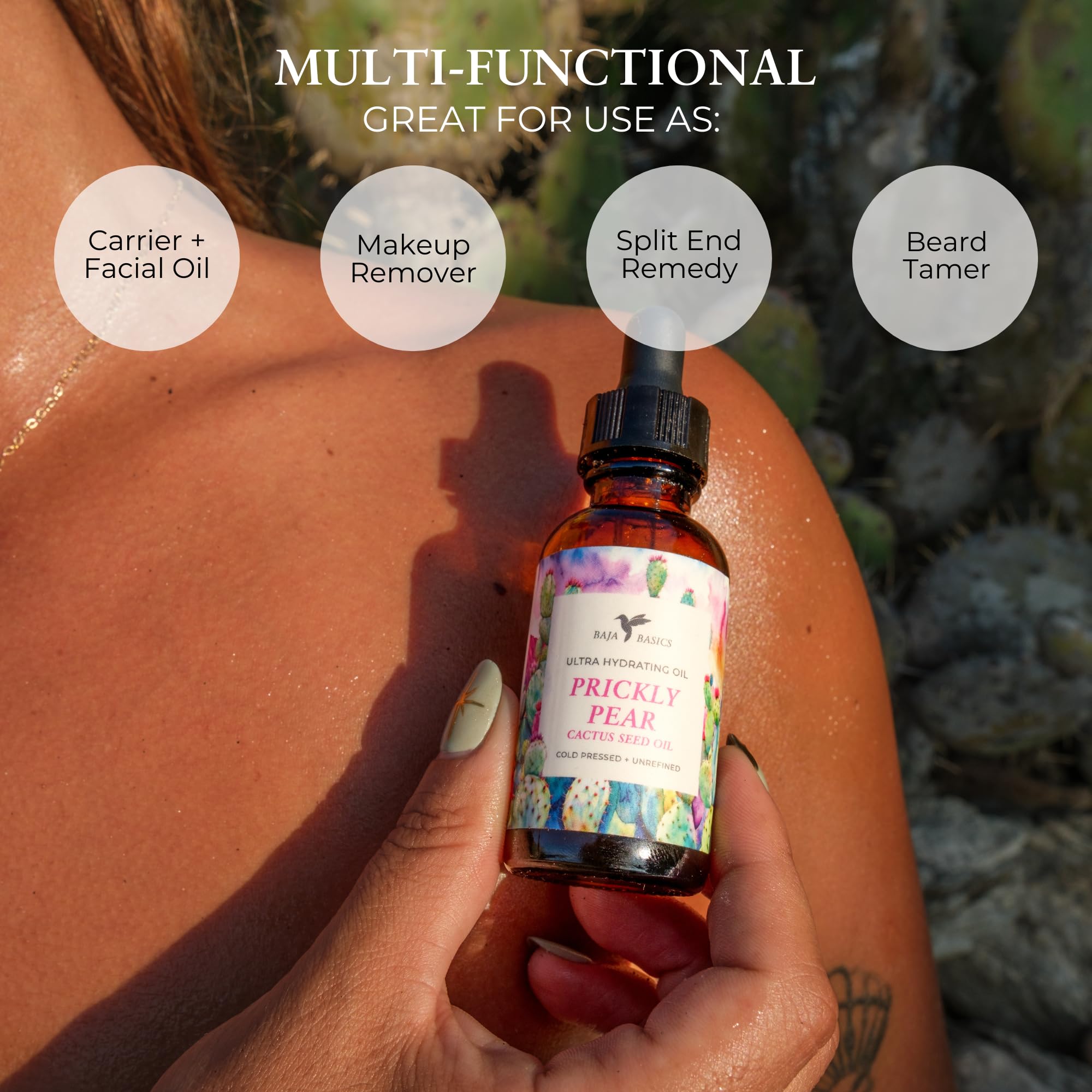Baja Basics Prickly Pear Seed Oil — Cold-Pressed, Pure, Unrefined Multi-Purpose Oil 1 oz