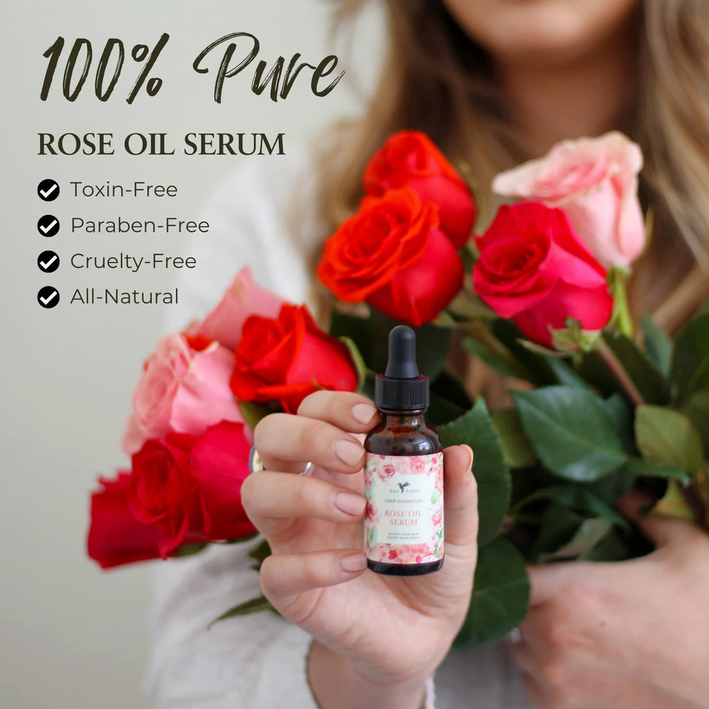 Baja Basics Rose Oil for Face, Hair & Nails – Rose Essential Oil Serum, 1 oz