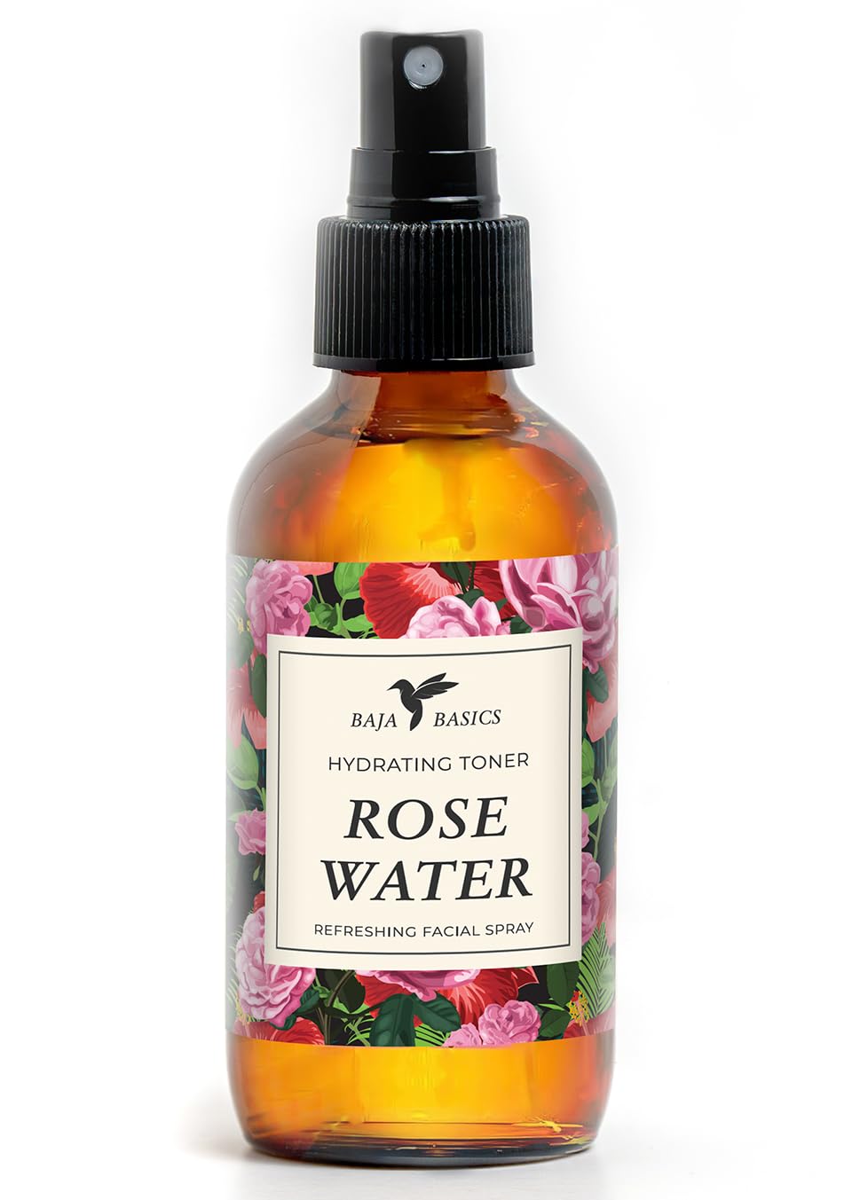 Rose Water Spray for Face by Baja Basics – Pure Organic Rosewater Toner for Skin & Hair (4 oz)