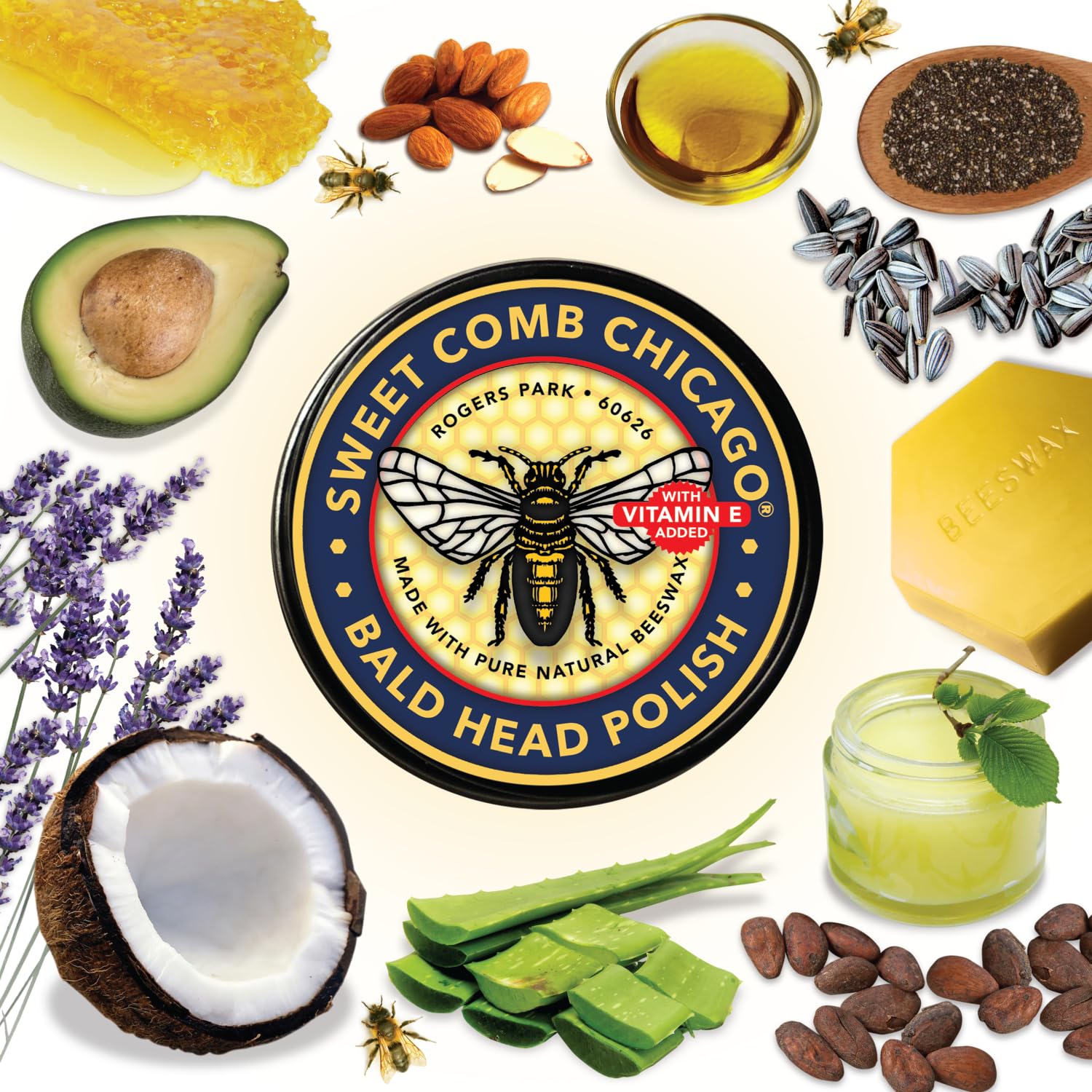 Sweet Comb Chicago Bald Head Polish – Men's Aftershave Polish & Bald Head Moisturizer (Travel Size 2 oz)