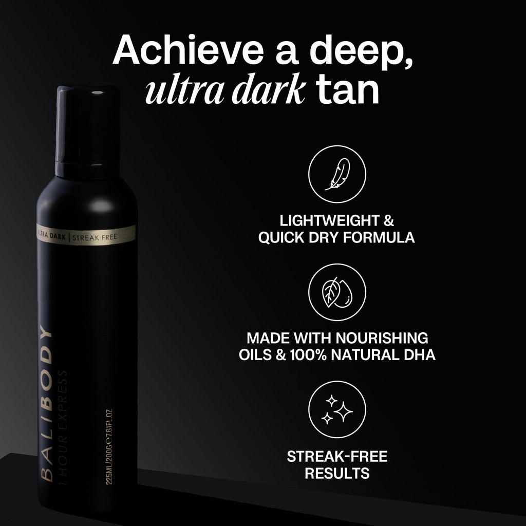 Bali Body 1 Hour Express Self Tan — Ultra Dark, Quick-Dry, Streak-Free Tanning Foam (Vegan, Cruelty-Free, Australian Made)