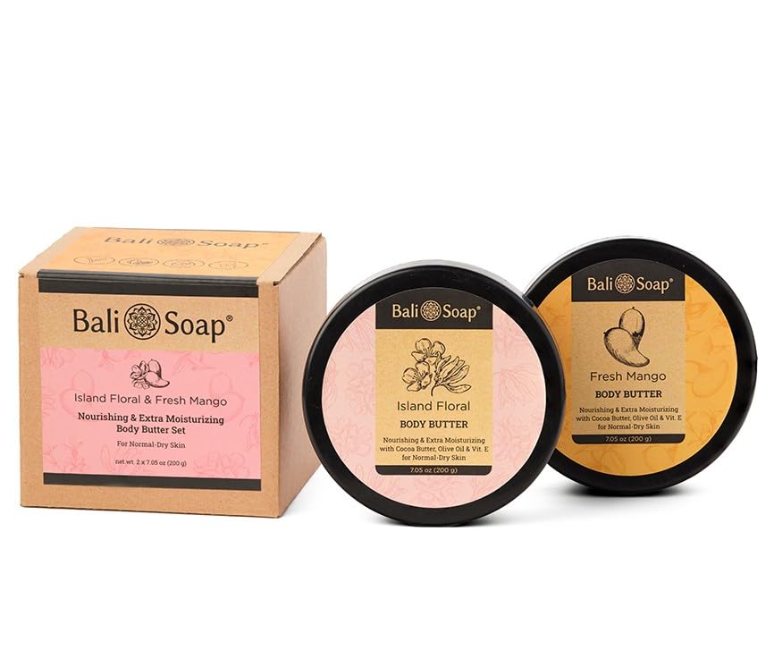 Bali Soap Island Floral & Fresh Mango Mix Set – Nourishing Body Butter (2 x 7 oz)
