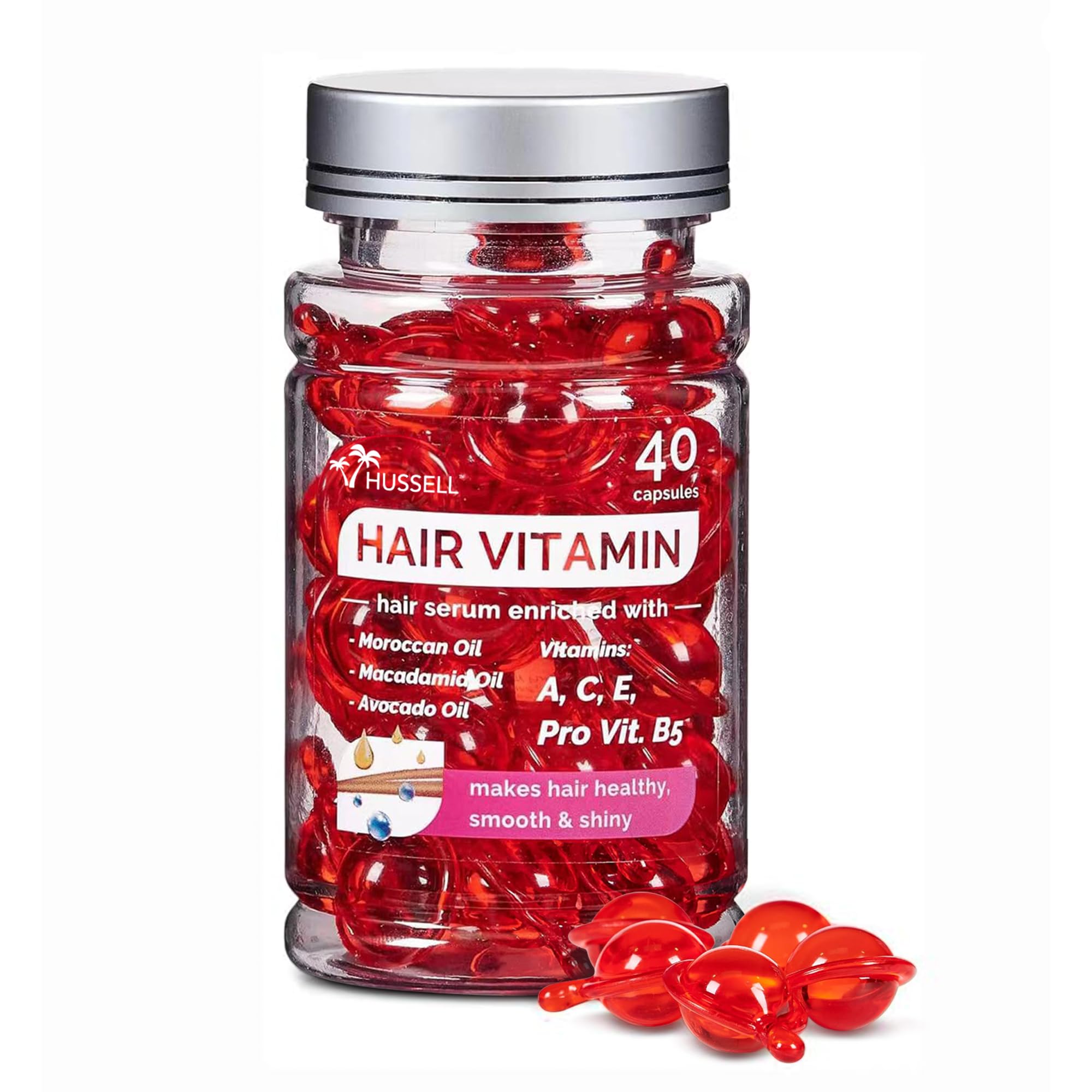 Bali Secret Hair Vitamin Oil Capsules – No-Rinse Serum with Argan, Macadamia & Avocado Oils (40 Capsules)
