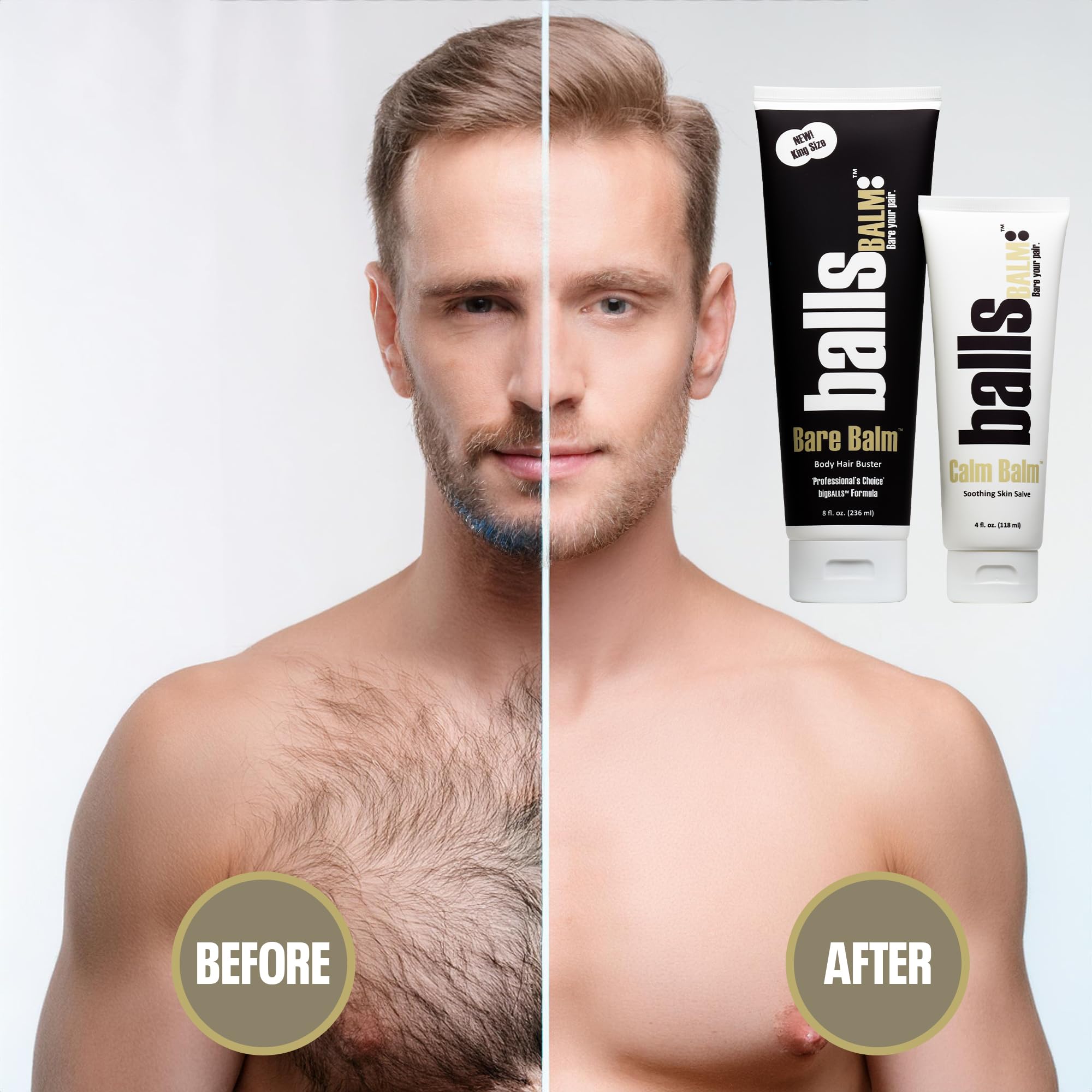 BallsBALM The Bare Pair King Kombo: Body Hair Management System with Exfoliating Glove