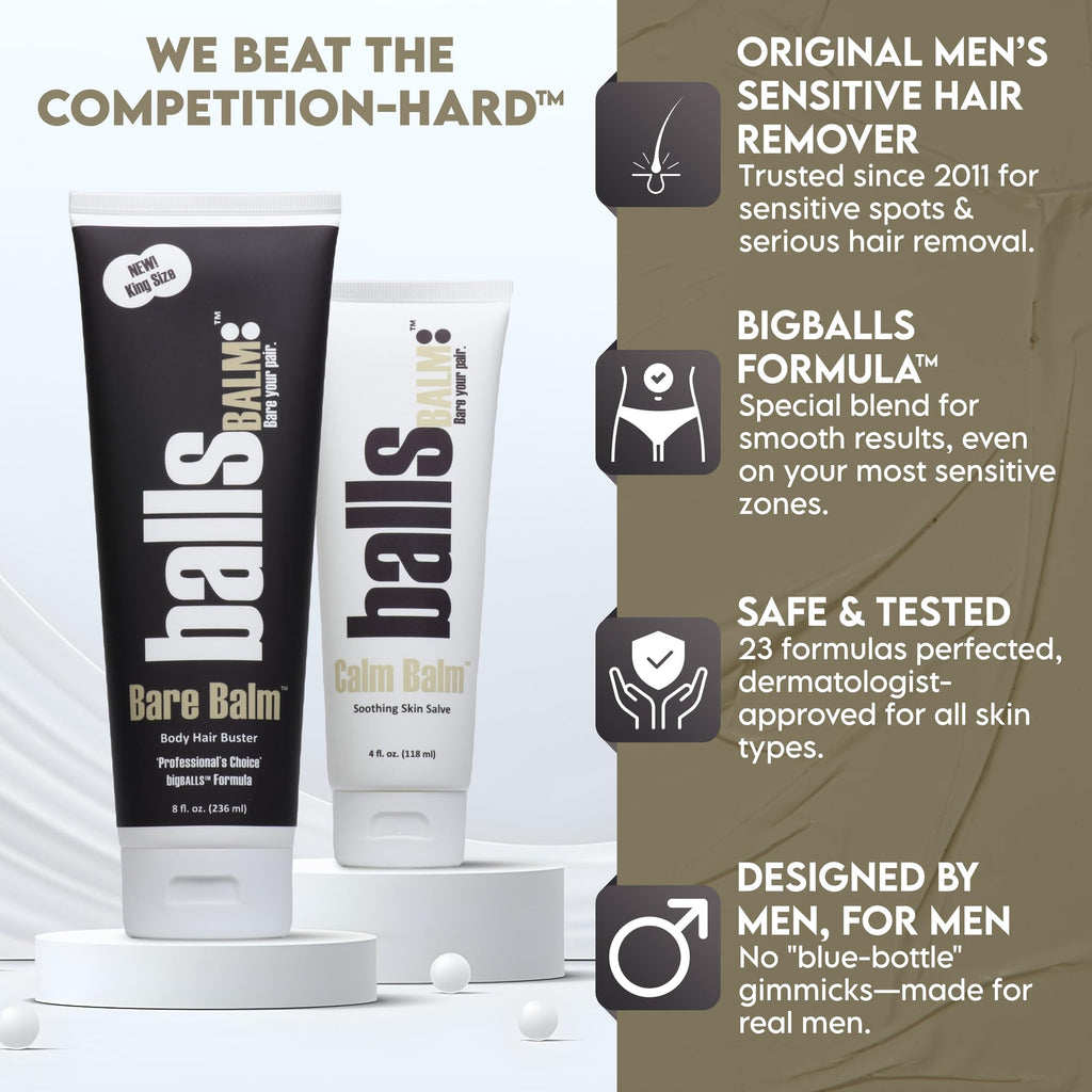 BallsBALM The Bare Pair King Kombo: Body Hair Management System with Exfoliating Glove