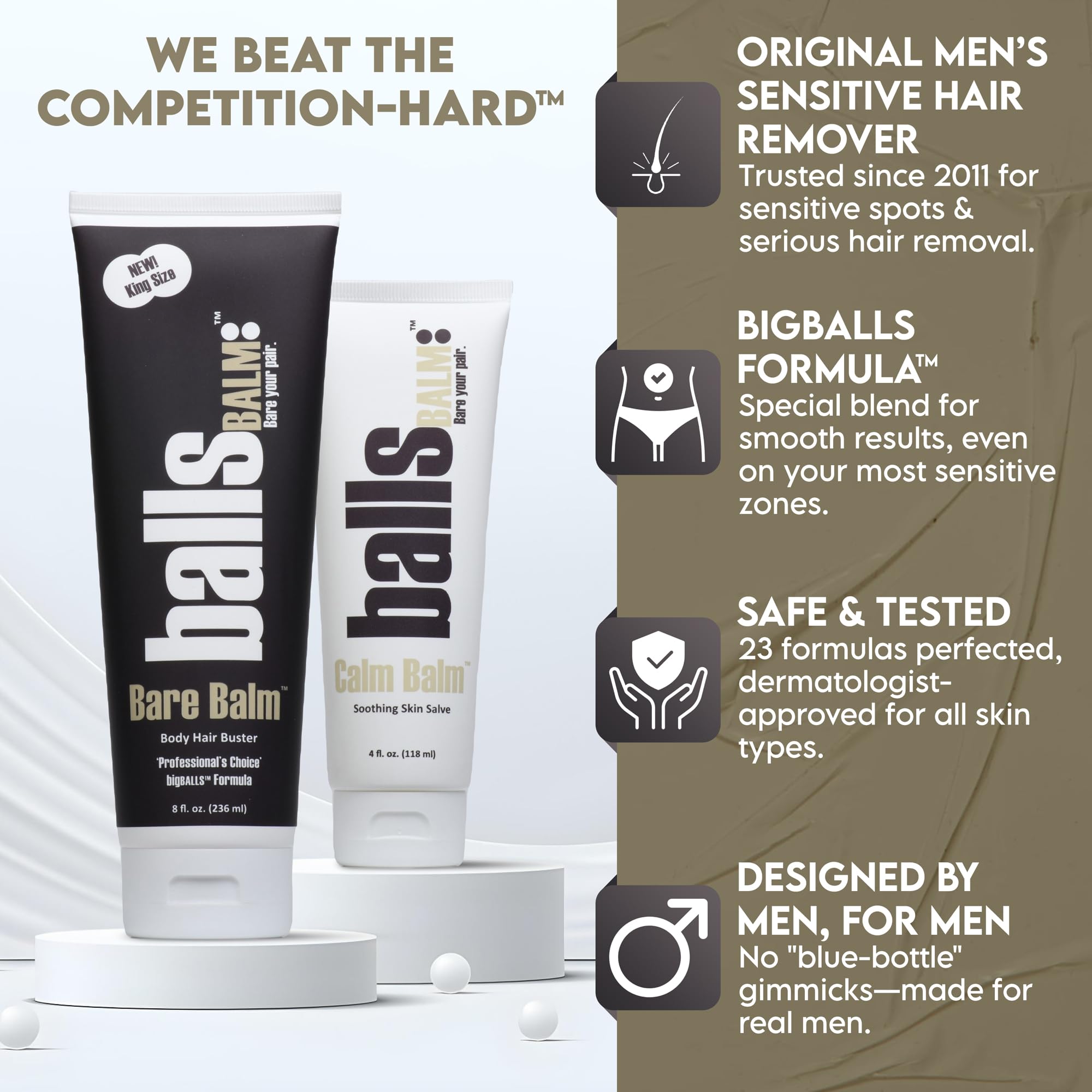BallsBALM The Bare Pair King Kombo: Body Hair Management System with Exfoliating Glove