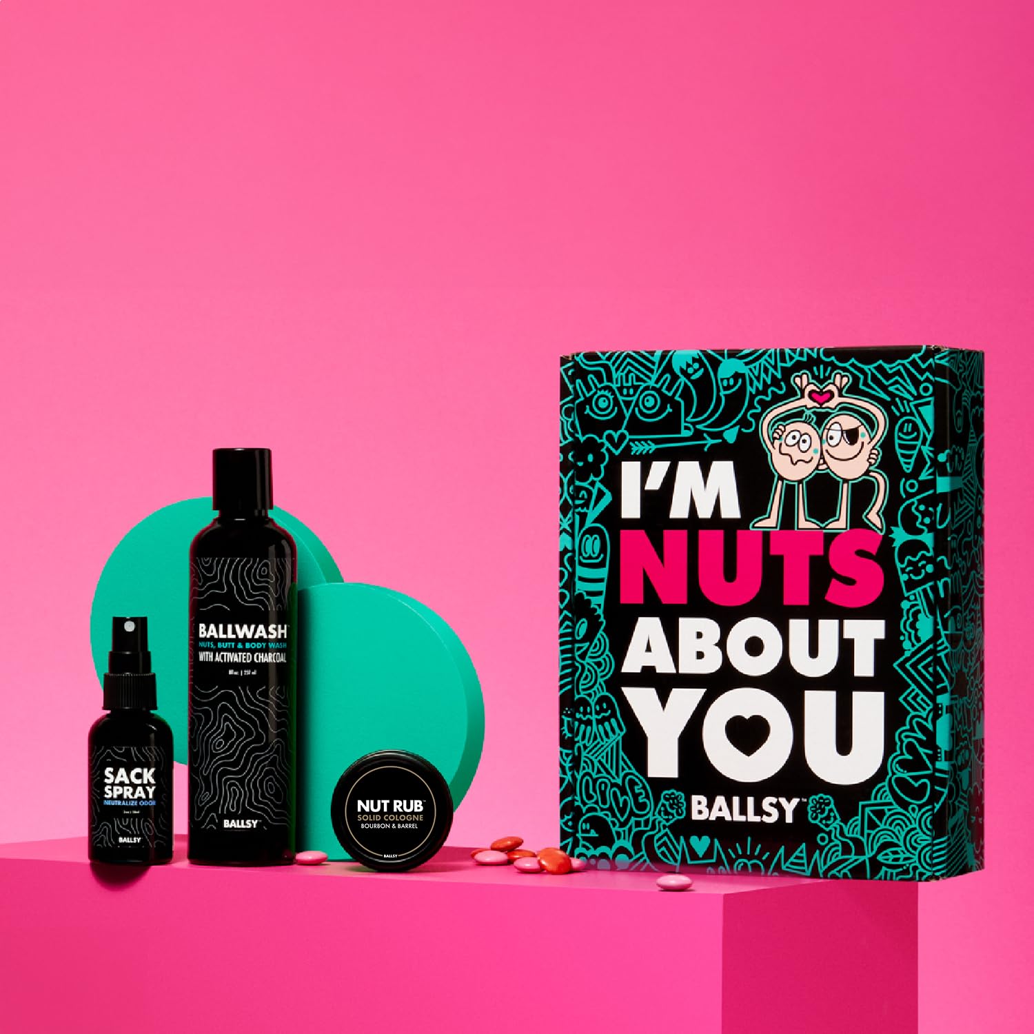Ballsy Nuts About You Sack Pack – Fresh Kit with Ballwash, Sack Spray & Nut Rub (Bourbon & Barrel)