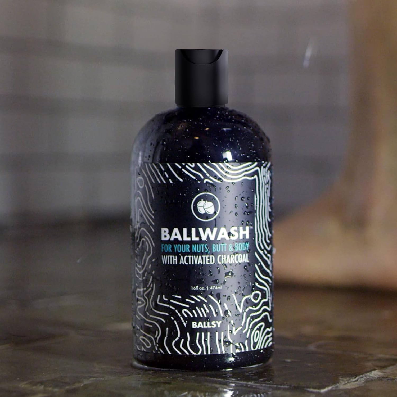 Ballsy Ballwash Charcoal Body Wash for Men – Moisturizing Coconut Oil, 16 oz