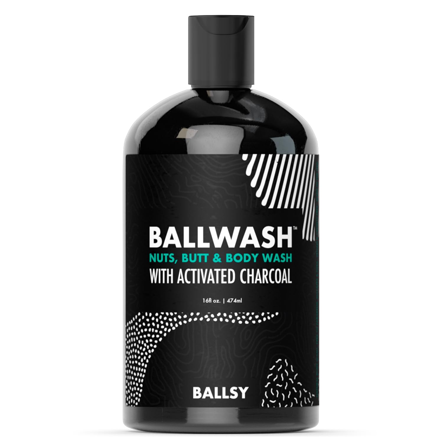 Ballsy Ballwash Charcoal Body Wash for Men – Moisturizing Coconut Oil, 16 oz