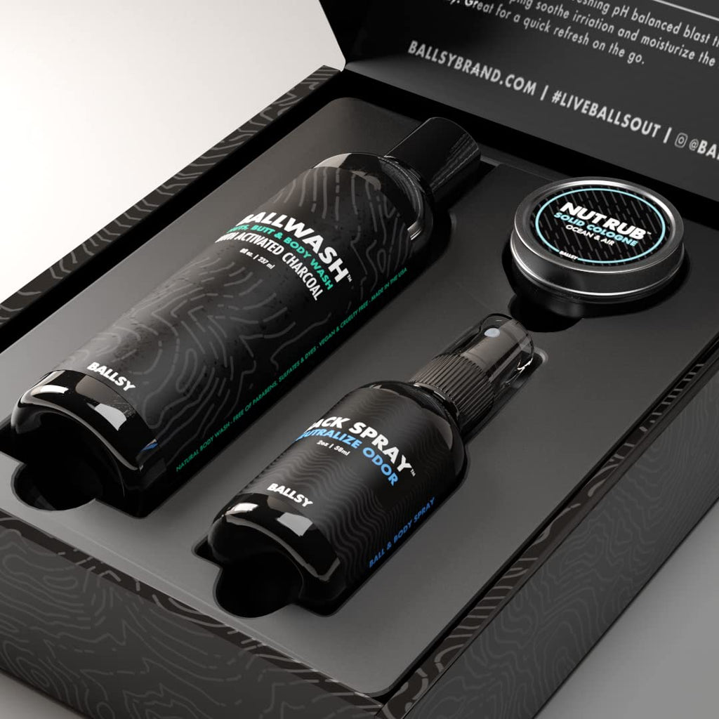 Ballsy Sack Pack: Men's Fresh Kit with Ballwash, Sack Spray & Nut Rub – Citrus & Cedar
