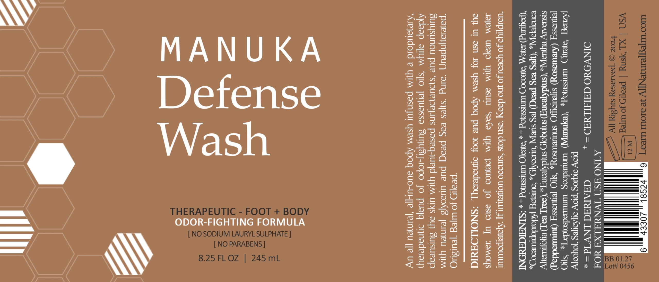 BALM OF GILEAD Antifungal Tea Tree Body Wash – Manuka + Tea Tree, 8.25 fl oz