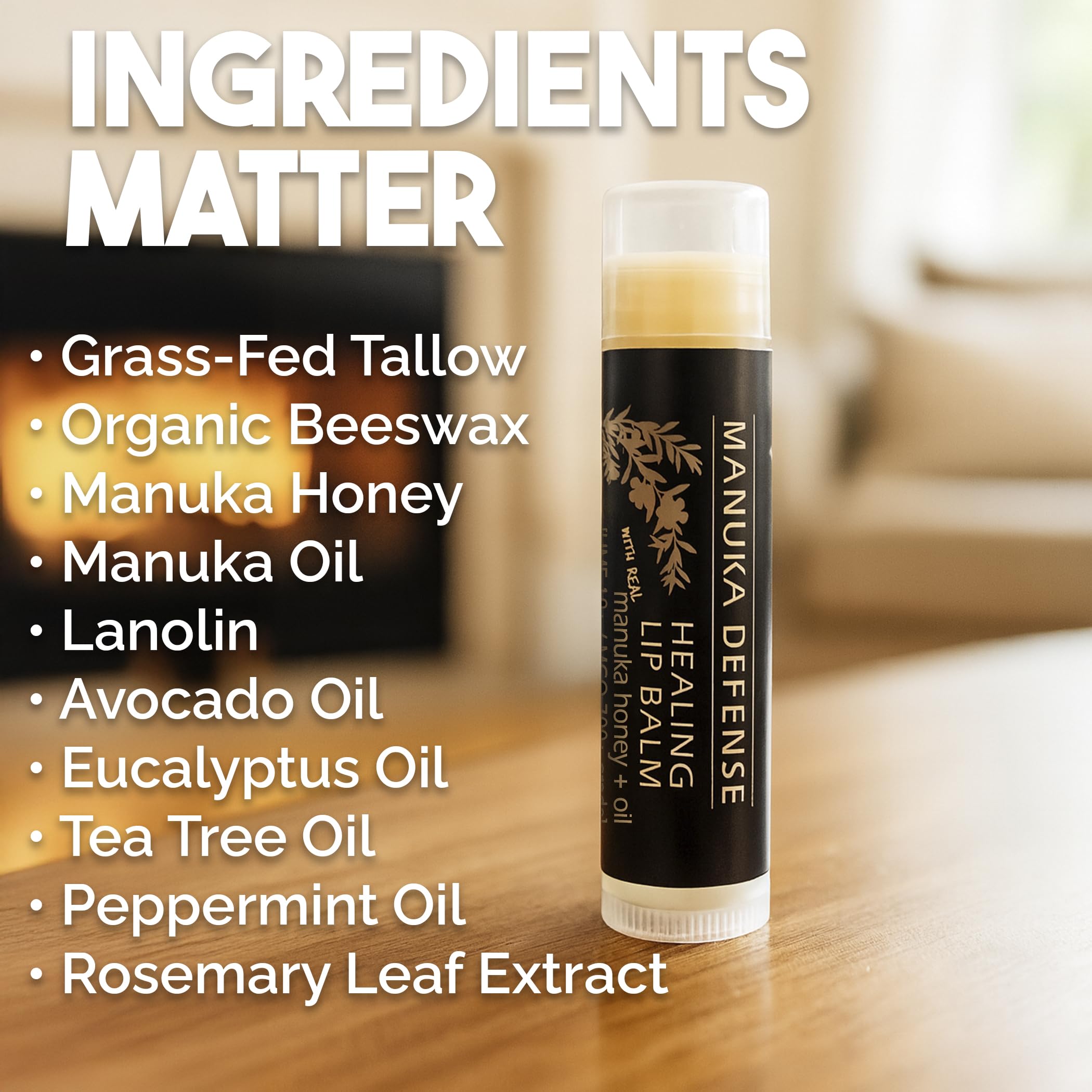 BALM OF GILEAD Manuka Defense Lip Balm – Intensive Moisture Therapy, 0.15 oz x4