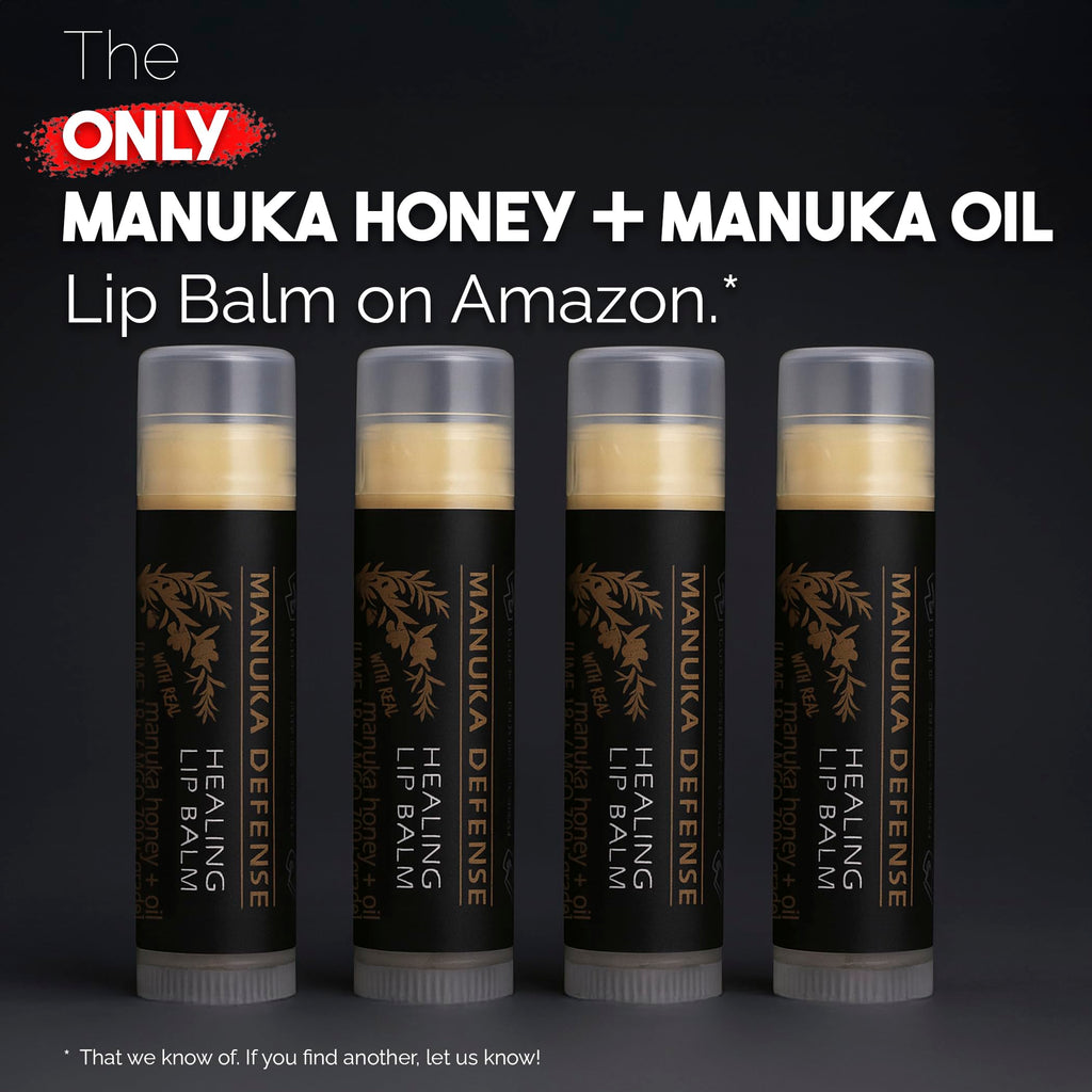 BALM OF GILEAD Manuka Defense Lip Balm – Intensive Moisture Therapy, 0.15 oz x4