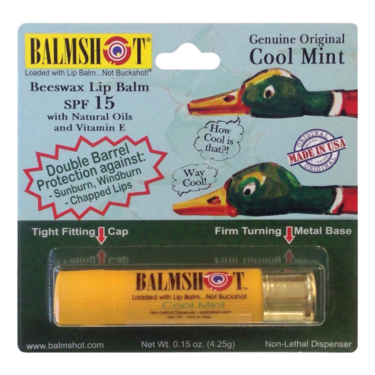 Balmshot Lip Balm Cool Mint – SPF 15 Beeswax Lip Balm in Shotgun Shell