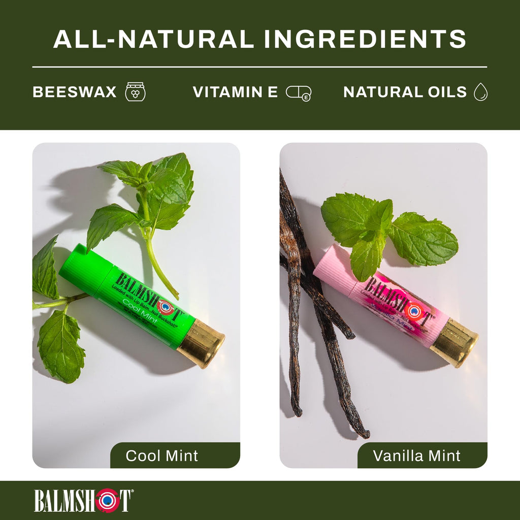 BALMSHOT Lip Balm 4 Pack – Minty Combo Variety, SPF 15, Made in USA