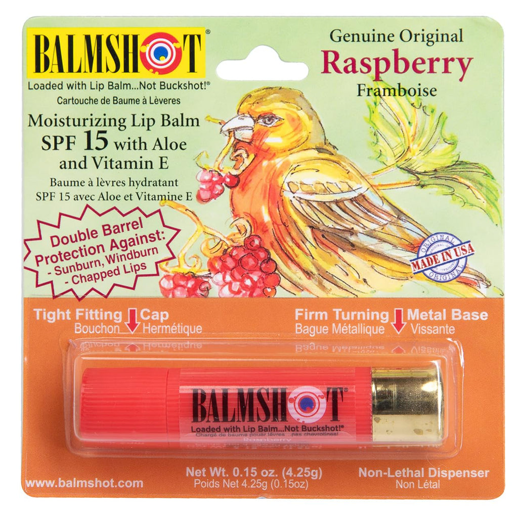 BALMSHOT Lip Balm 4 Pack (Raspberry) – Hydration, SPF 15, USA-Made