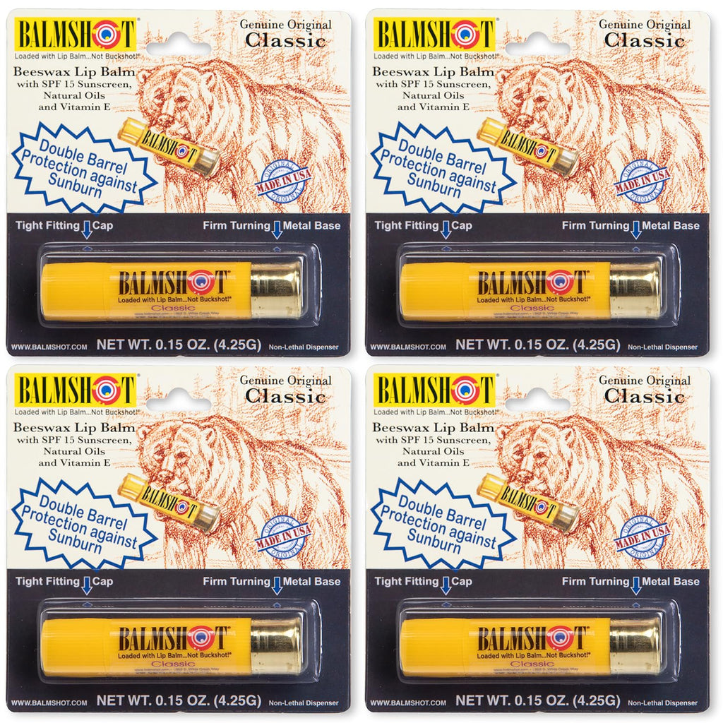 Balmshot Lip Balm 4 Pack (Classic) - All-Day Moisture with SPF 15