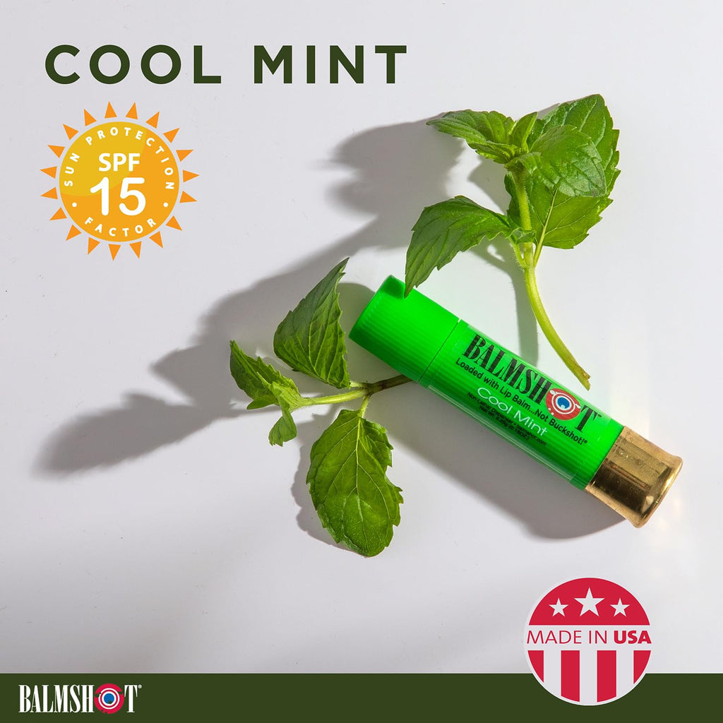 BALMSHOT Lip Balm 4 Pack – Cool Mint, SPF 15, Outdoor Ready