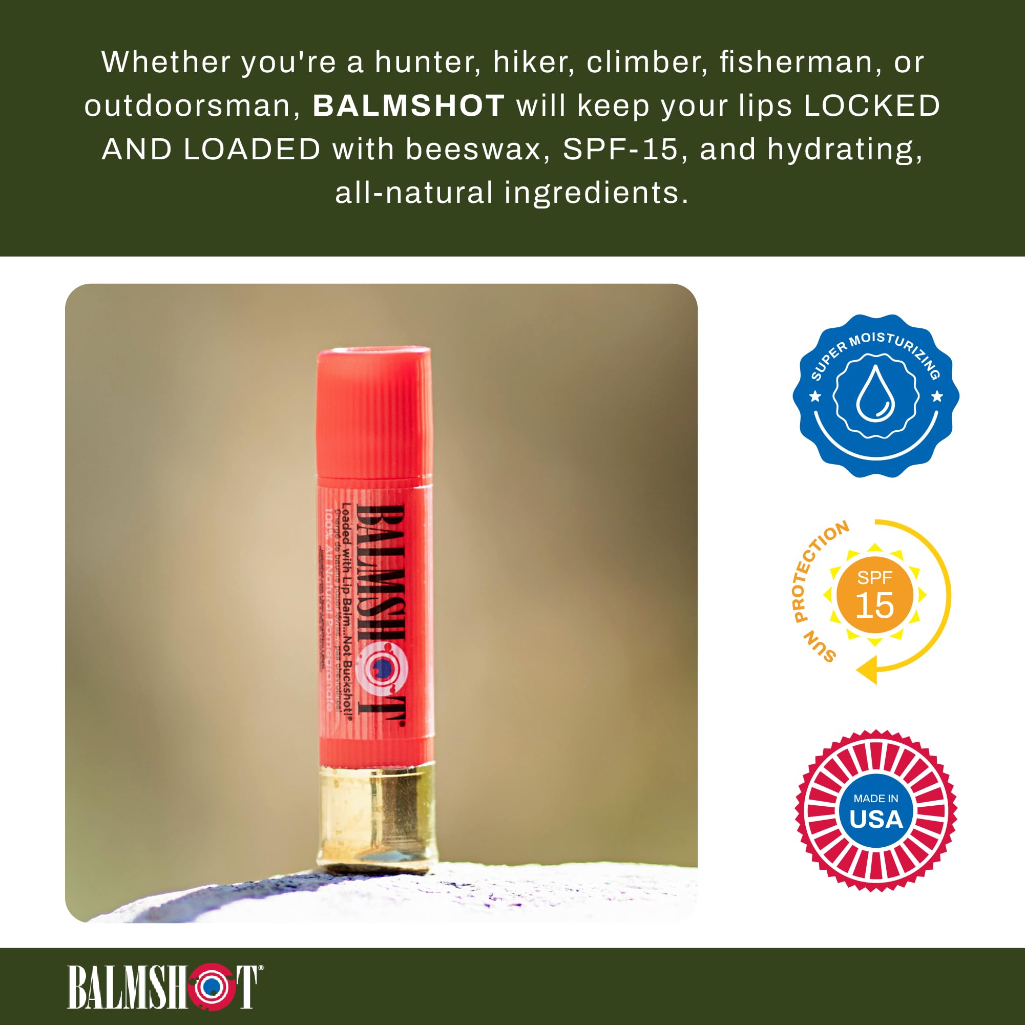 Balmshot Pomegranate Lip Balm – 2 Pack | 100% All-Natural