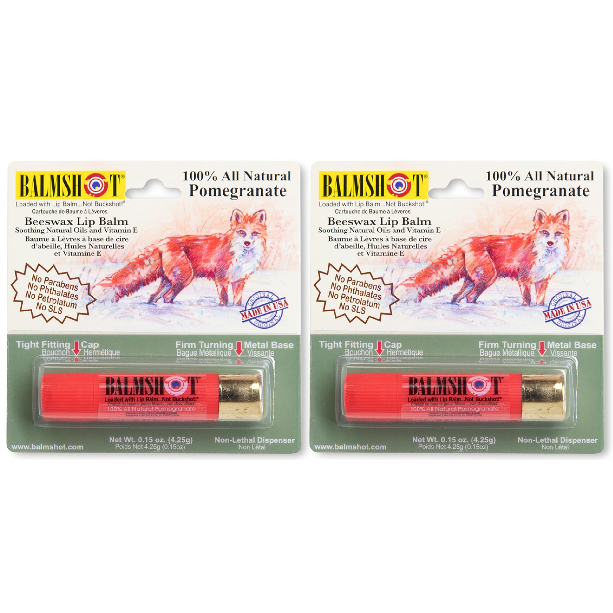 Balmshot Pomegranate Lip Balm – 2 Pack | 100% All-Natural