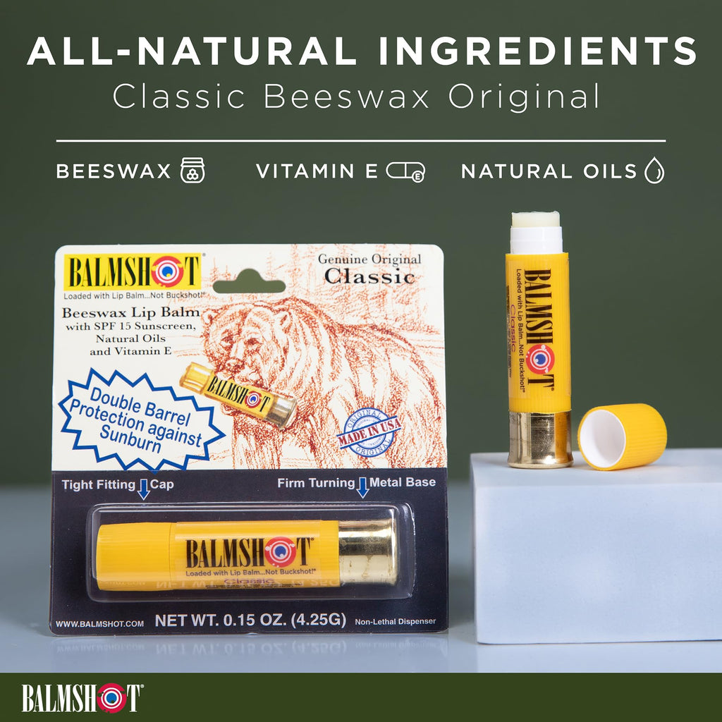 Balmshot Lip Balm 4 Pack (Classic) - All-Day Moisture with SPF 15