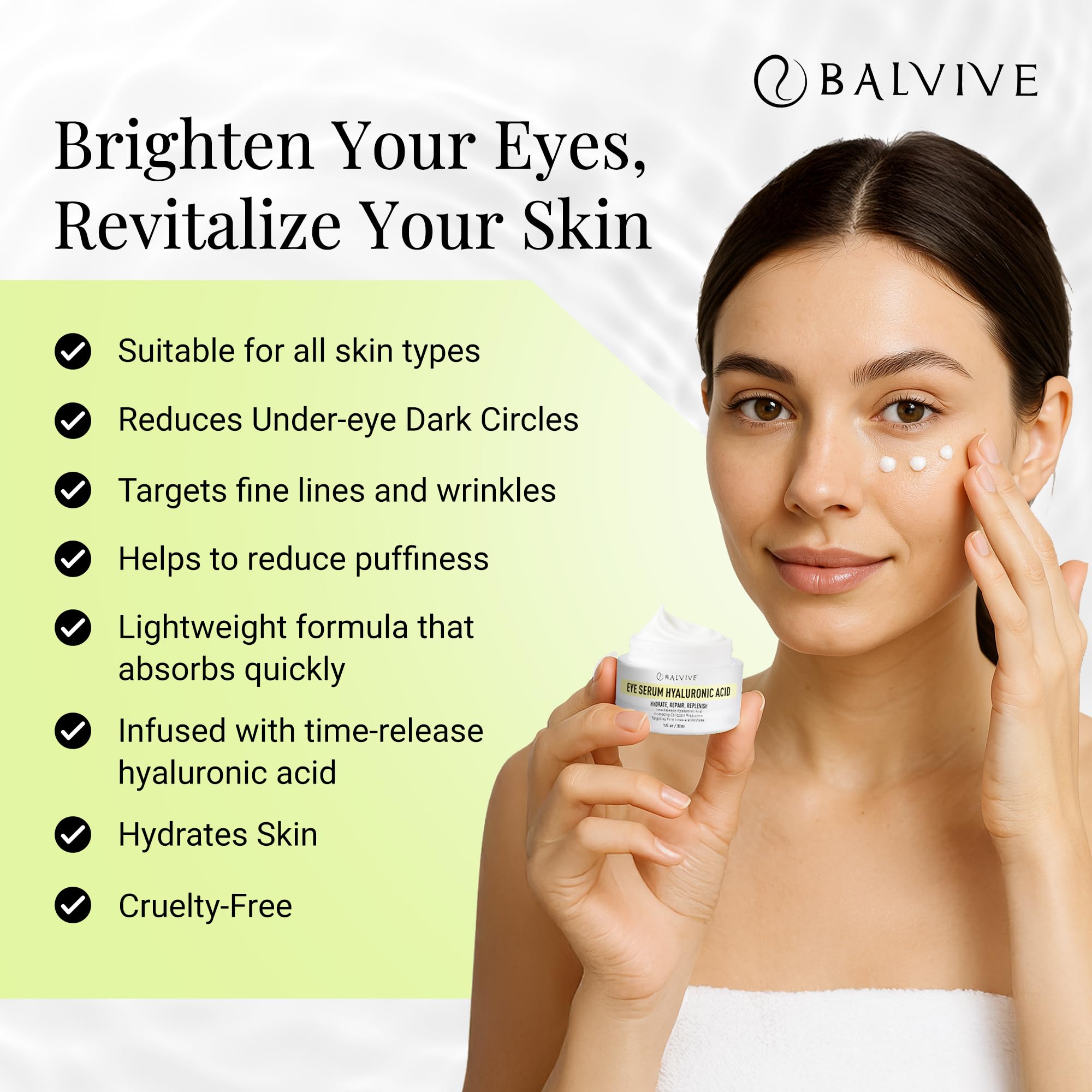 BALVIVE Caffeine Under Eye Cream for Dark Circles, Puffiness & Fine Lines – 30ml