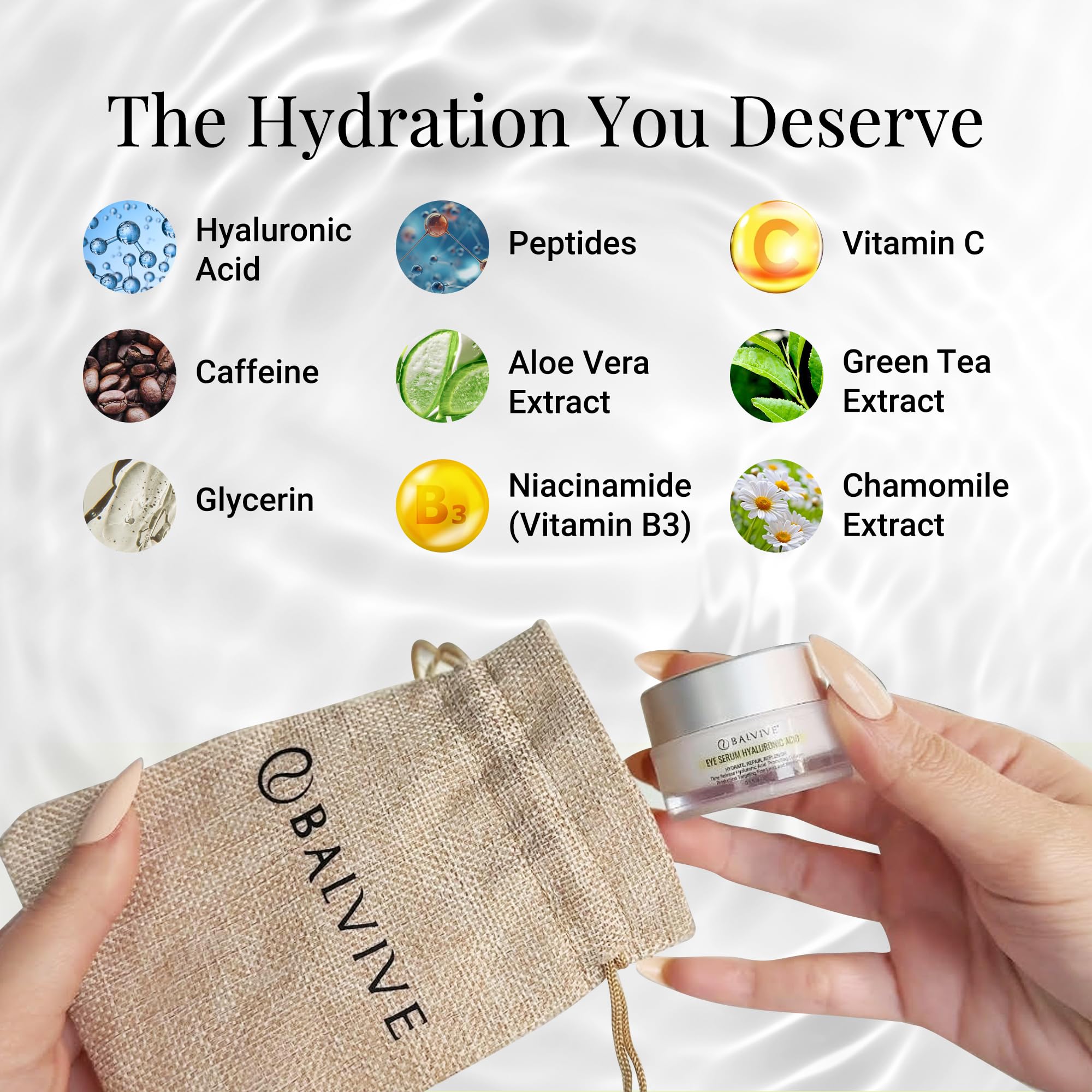 BALVIVE Caffeine Under Eye Cream for Dark Circles, Puffiness & Fine Lines – 30ml