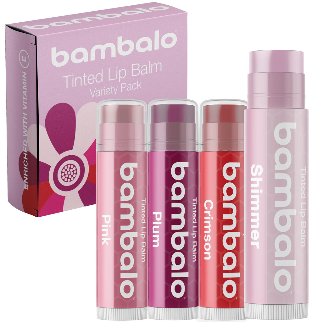 Bambalo Tinted Lip Balm Variety 4-Pack – Hydrating Natural Tint, Made in USA