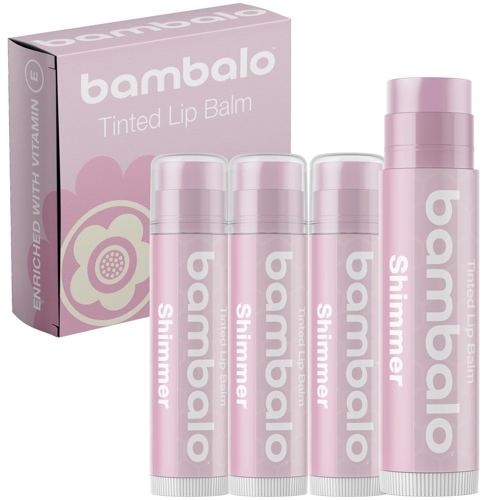 Bambalo Tinted Lip Balm Shimmer 4-Pack | Hydrating Natural Lip Care – USA Made