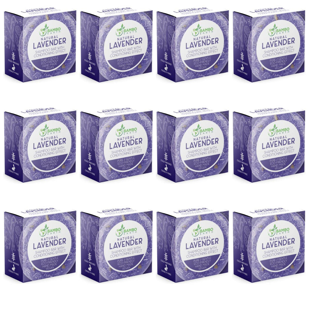 BAMBOEARTH Lavender Solid Shampoo Bar – 12 Pack | Plant-Based, Zero-Waste Hair Care