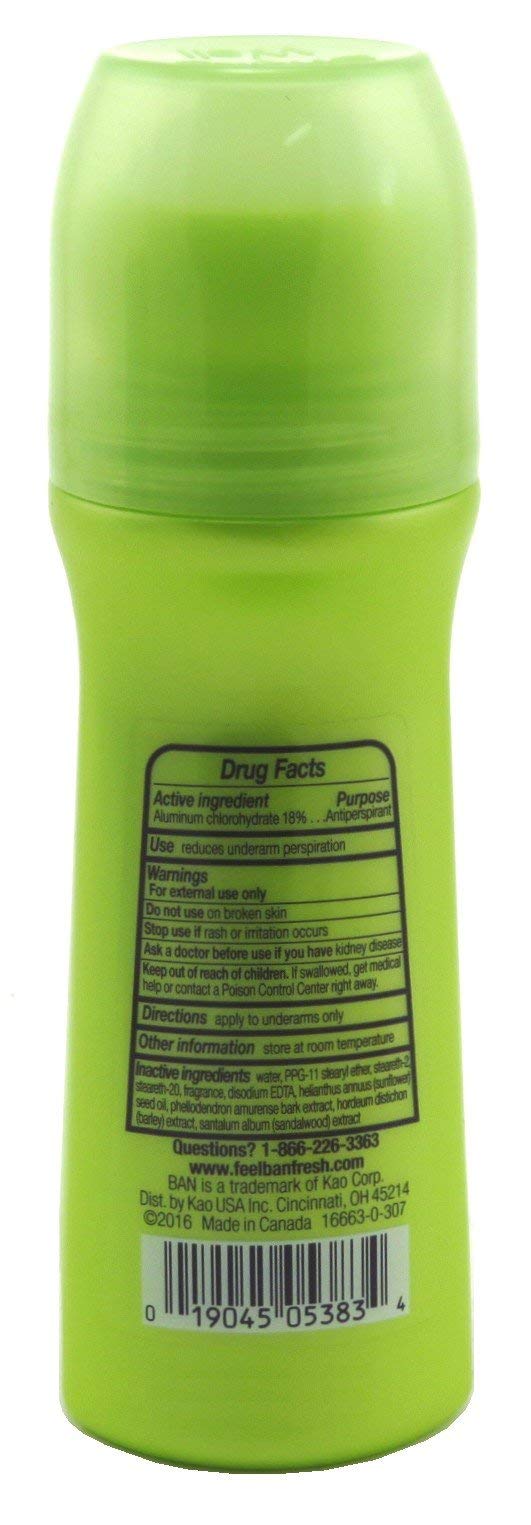 Ban Deodorant Roll-On Powder Fresh - 3.5 oz (103 ml) 6 Pack