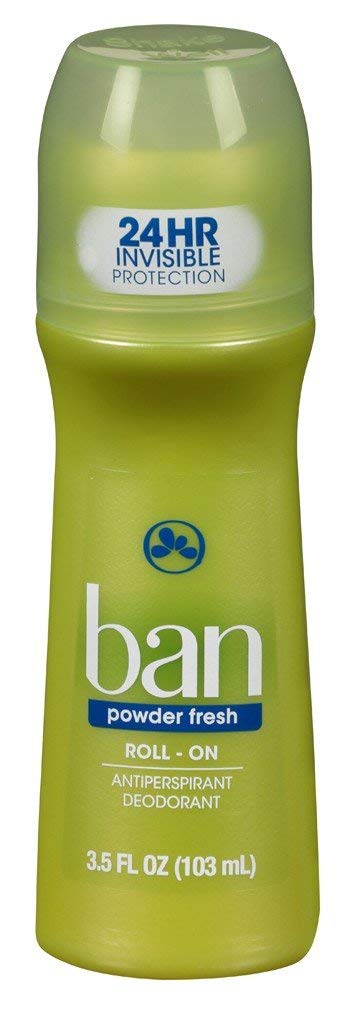 Ban Deodorant Roll-On Powder Fresh - 3.5 oz (103 ml) 6 Pack