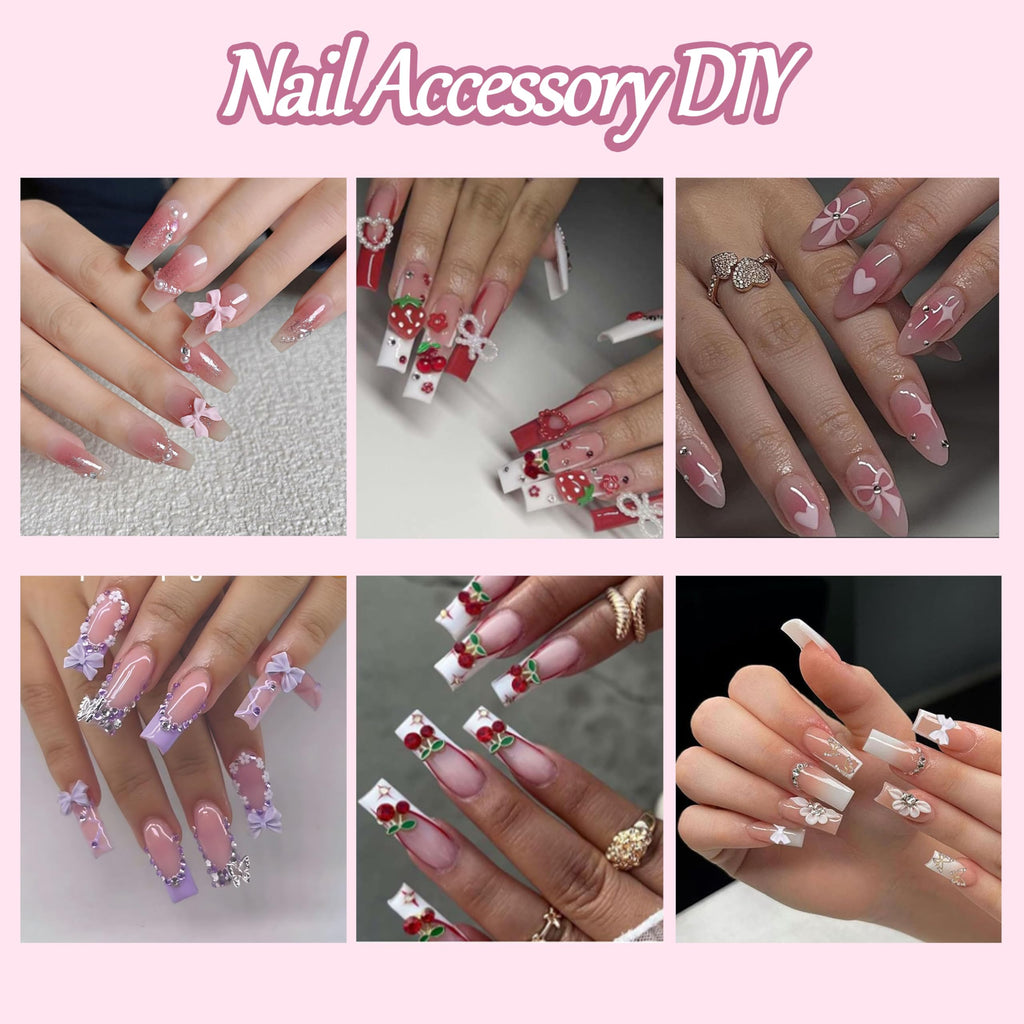 BANA ART 3D Flowers Nail Charms Kit – Colorful Bow, Flower & Butterfly Charms for Nails