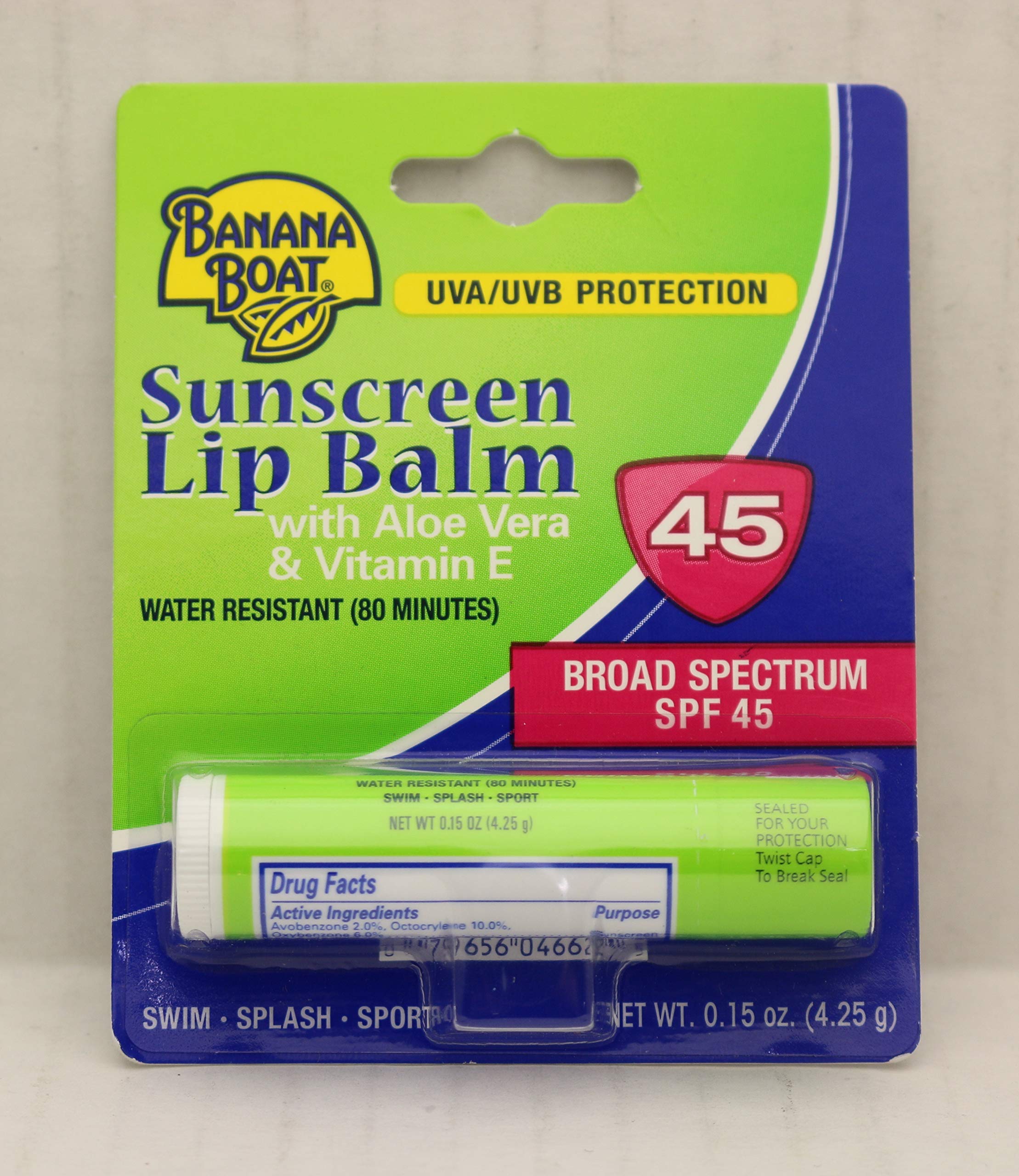 Banana Boat Aloe Vera Lip Balm SPF 45 – 12 Pack, 0.15 oz Each