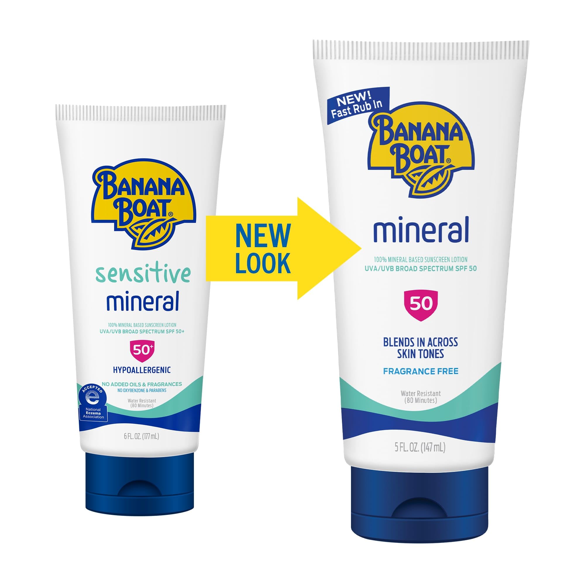 Banana Boat Mineral Sunscreen SPF 50 Lotion – 5oz | Fragrance-Free, Sweat &amp; Water-Resistant