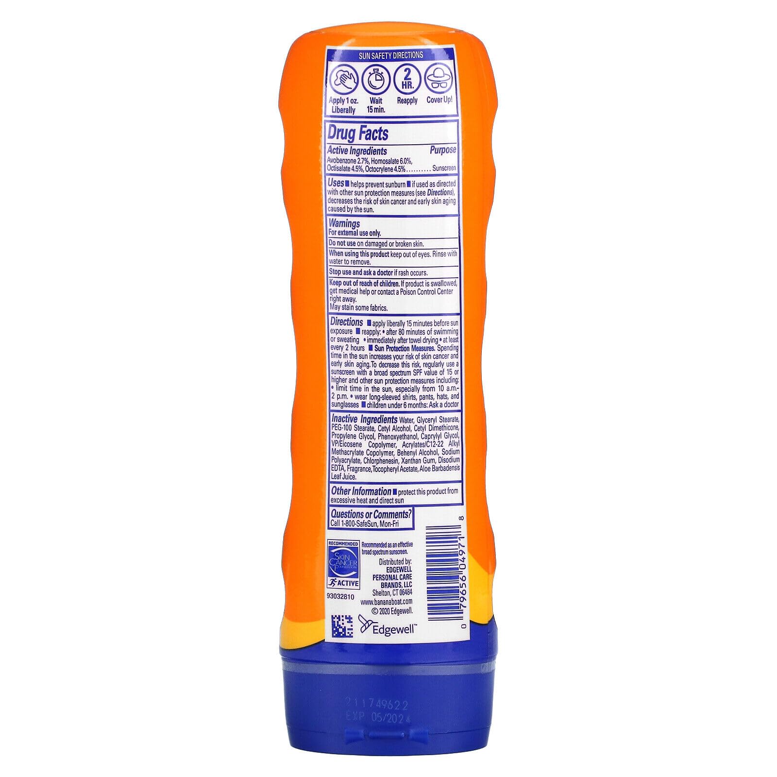 Banana Boat Sport Performance SPF 30 Sunscreen Lotion – Up to 80 Minutes Water Resistant, 8 oz Each (2-Pack)