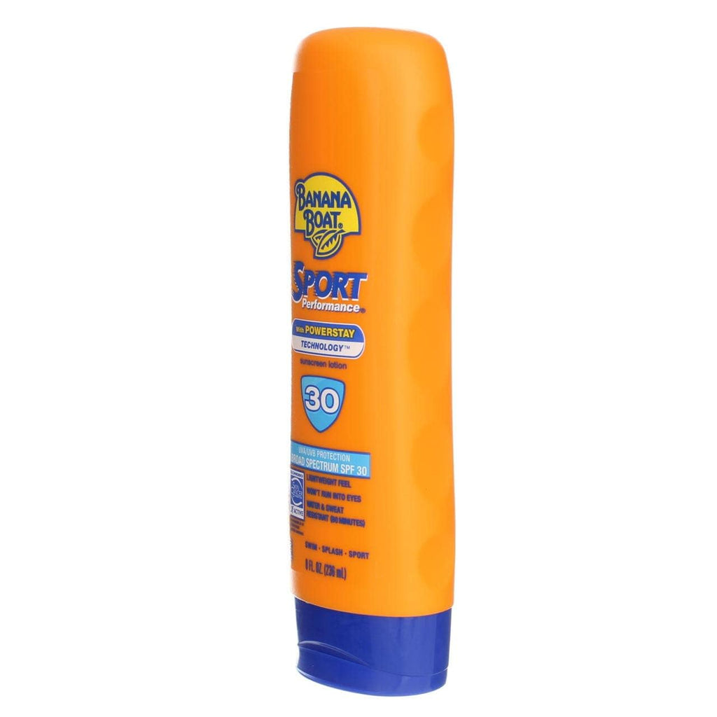 Banana Boat Sport Performance SPF 30 Sunscreen Lotion – Up to 80 Minutes Water Resistant, 8 oz Each (2-Pack)
