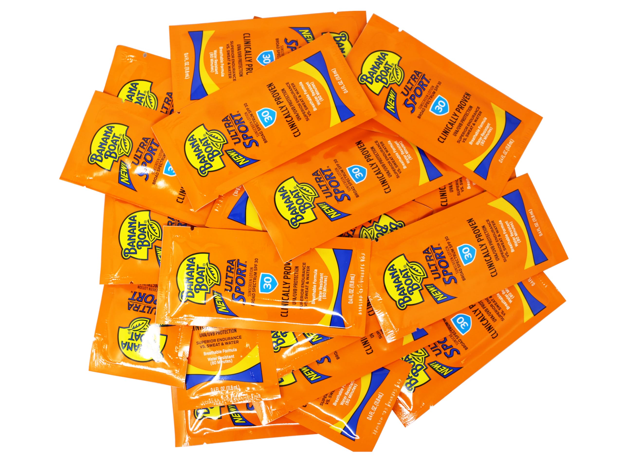 Banana Boat Ultra Sport Sunscreen Packets SPF 30 – 0.4 oz, Water & Sweat Resistant (Pack of 200)