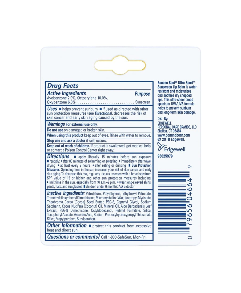 Banana Boat Sport Performance Sunscreen Lip Balm SPF 50 – 0.15 oz (Pack of 7)