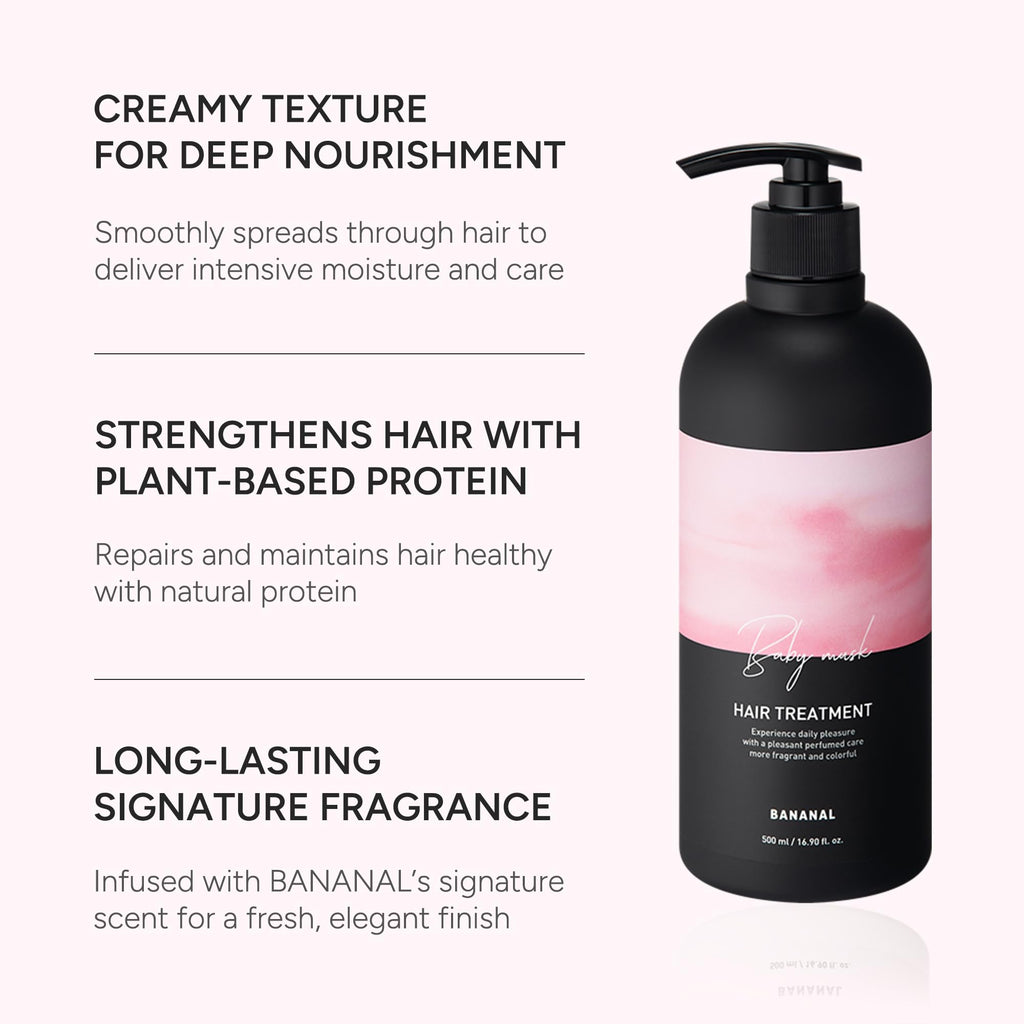 BANANAL Korean Hair Treatment Conditioner - Protein & Moisture-Rich for Damaged Hair | Keratin, Centella & Shea Butter
