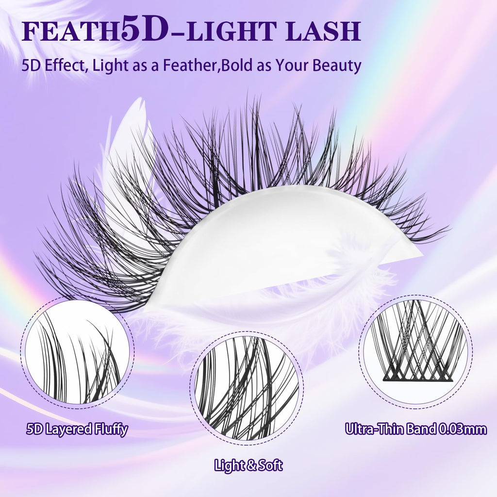 B&Qaugen Lash Clusters Kit Wispy Fluffy Feath5D 8-18mm C Curl Waterproof Lashes
