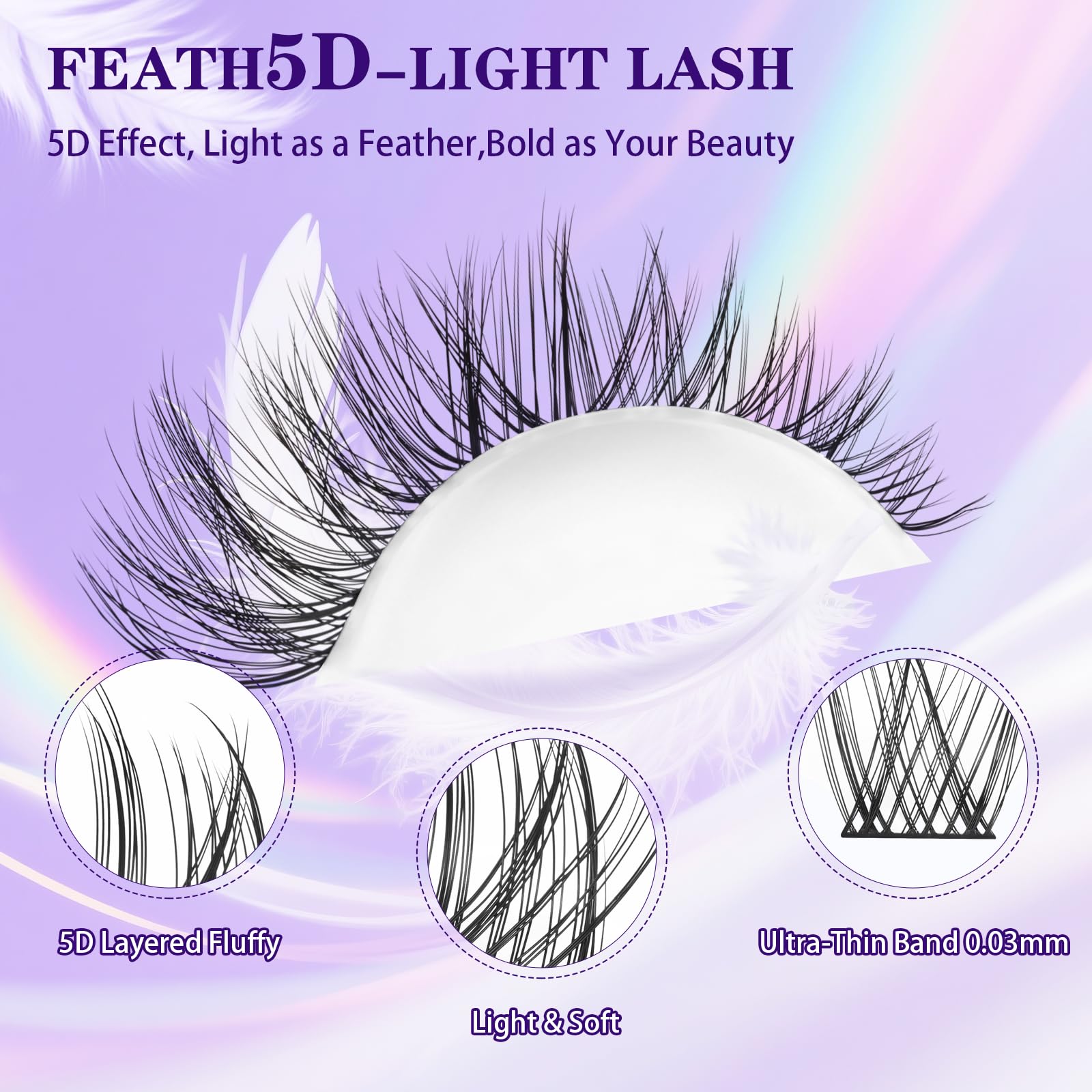 B&Qaugen Lash Clusters Kit Wispy Fluffy Feath5D 8-18mm C Curl Waterproof Lashes