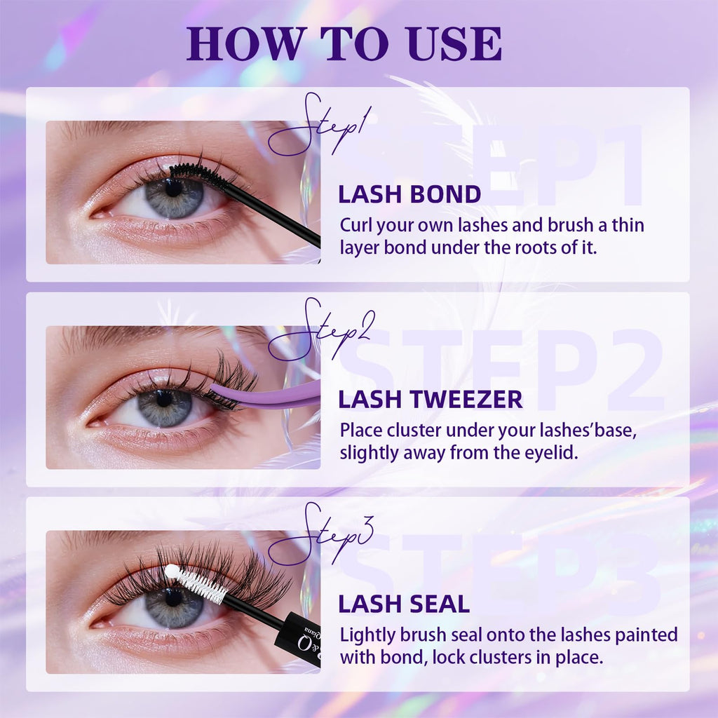 B&Qaugen Lash Clusters Kit Wispy Fluffy Feath5D 8-18mm C Curl Waterproof Lashes