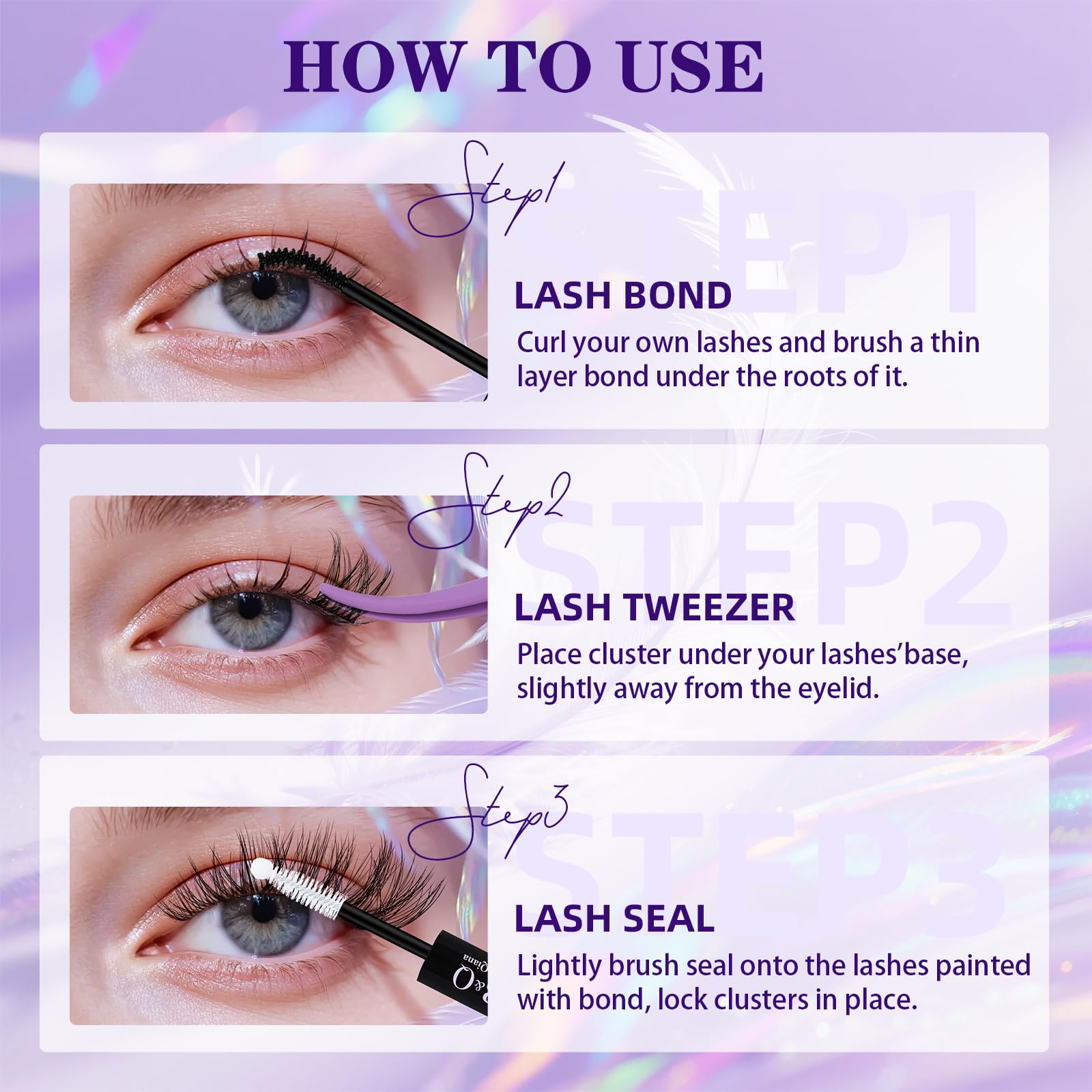 B&Qaugen Lash Clusters Kit Wispy Fluffy Feath5D 8-18mm C Curl Waterproof Lashes