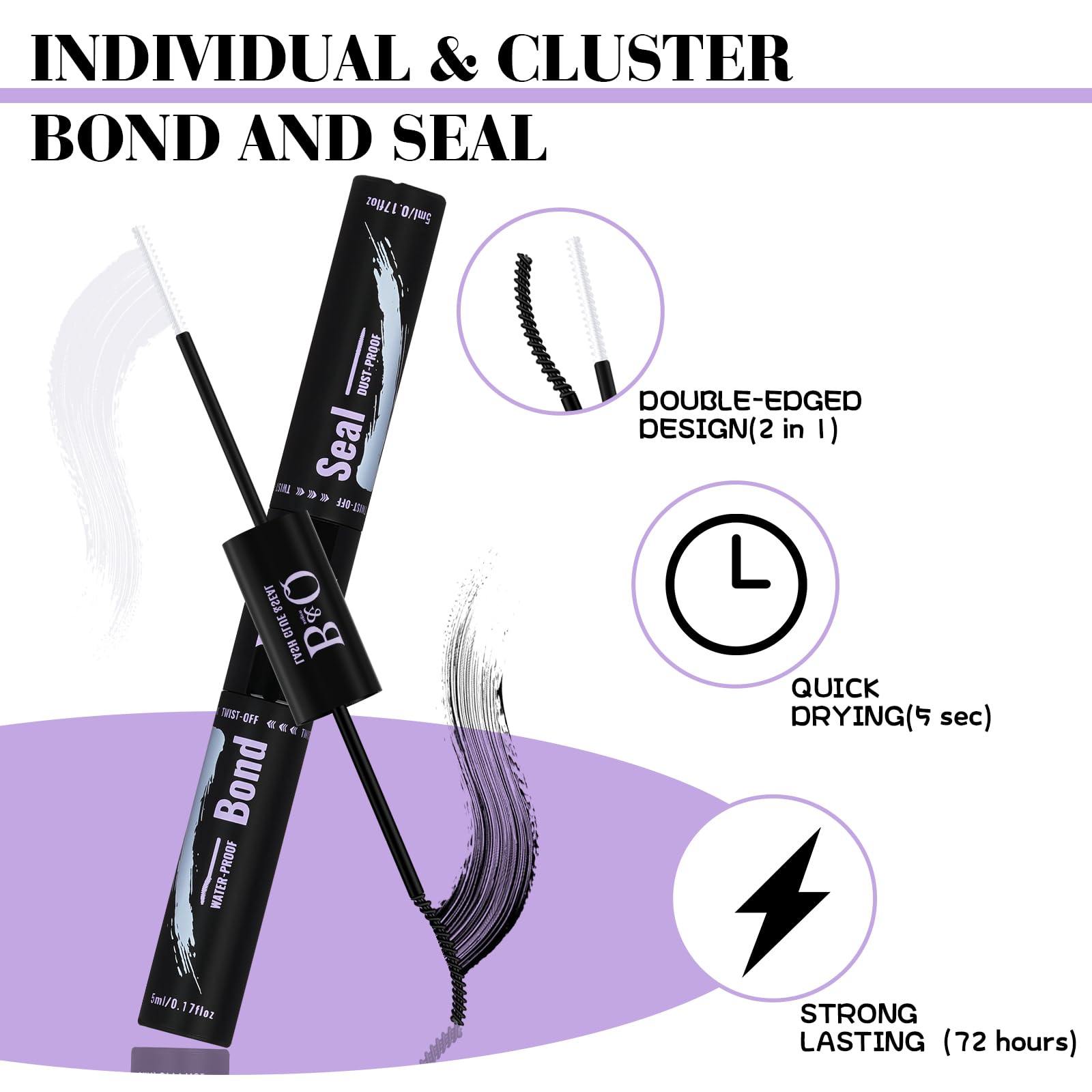 B&Qaugen Lash Clusters Kit 280PCS – DIY Eyelash Extensions with Bond & Seal Waterproof