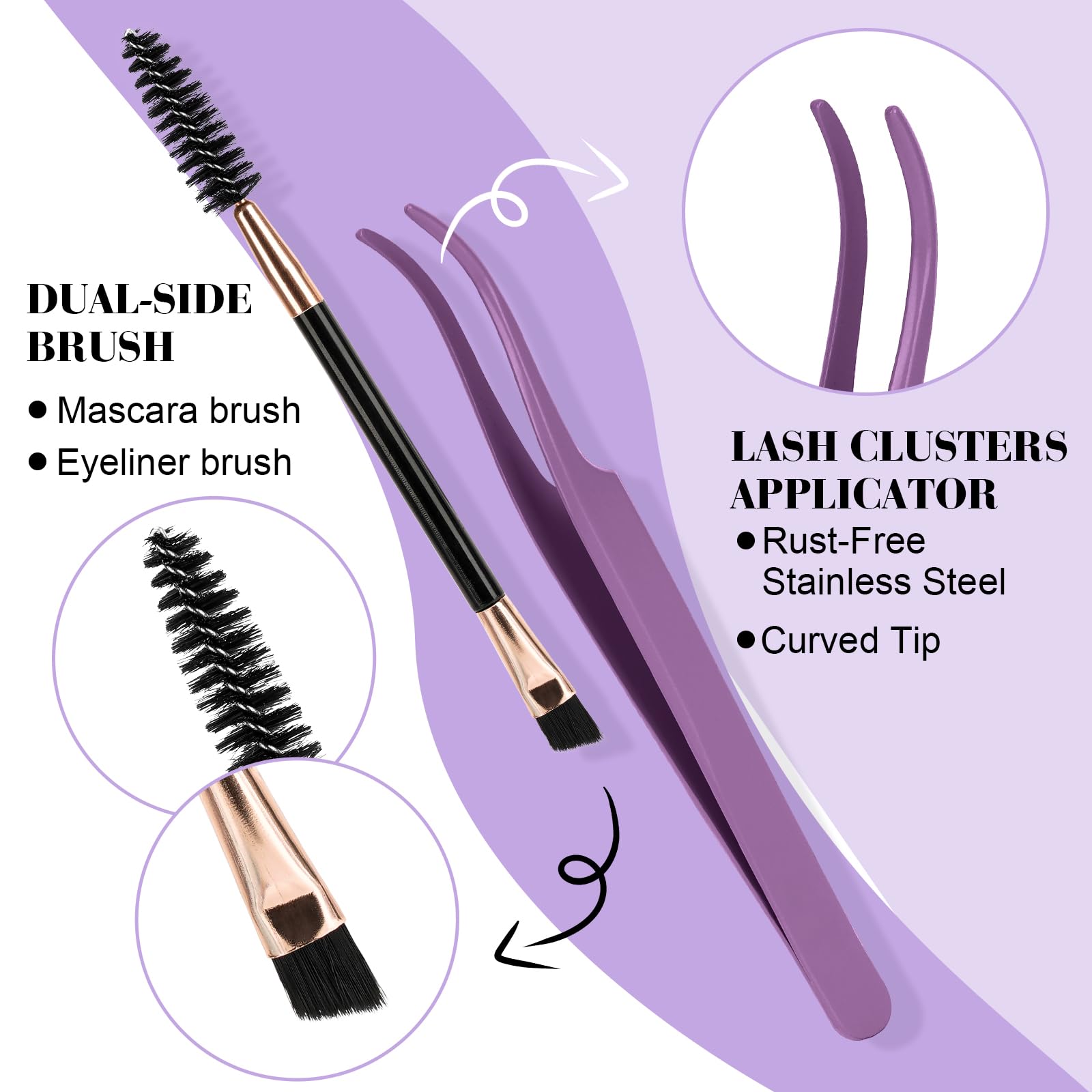 B&Qaugen Lash Clusters Kit 280PCS – DIY Eyelash Extensions with Bond & Seal Waterproof