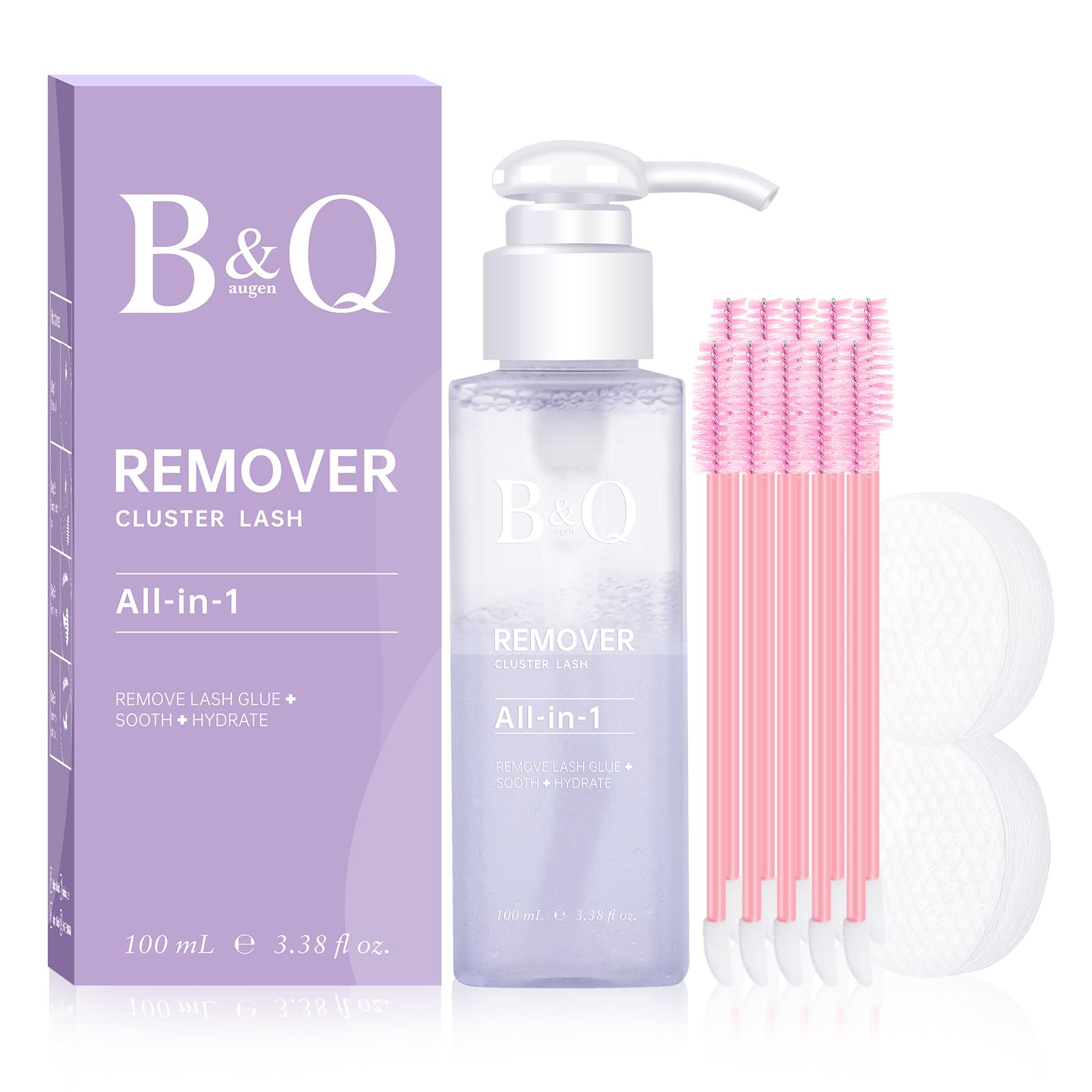 B&Qaugen Lash Remover 100ml – Safe, Oil- and Alcohol-Free Cluster Lash Glue Remover