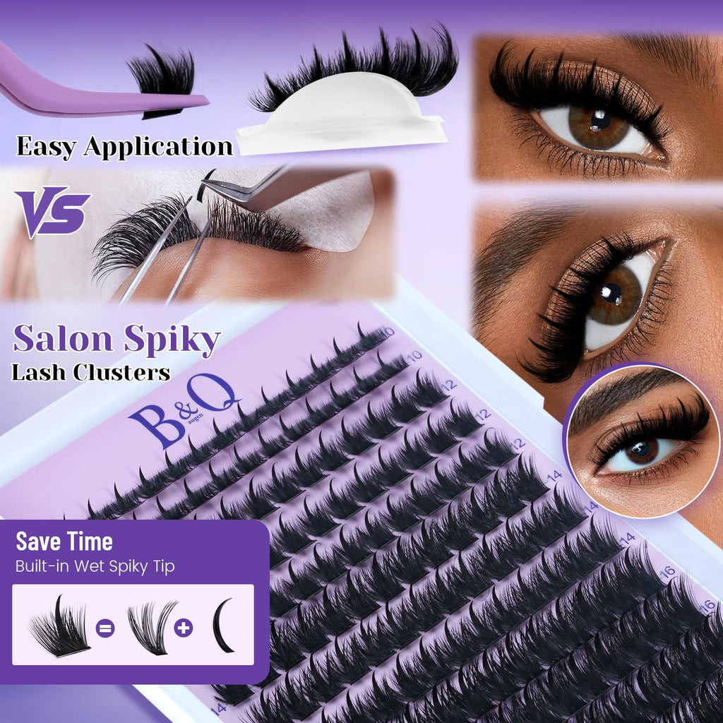 B&Qaugen Manga Lash Clusters Kit SalonSpike 01 – 156pcs DIY Eyelash Clusters (10–18mm Mixed)