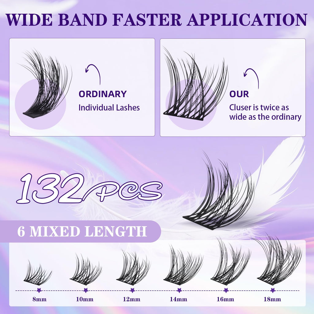 B&Qaugen Lash Clusters Kit Wispy Fluffy Feath5D 8-18mm C Curl Waterproof Lashes