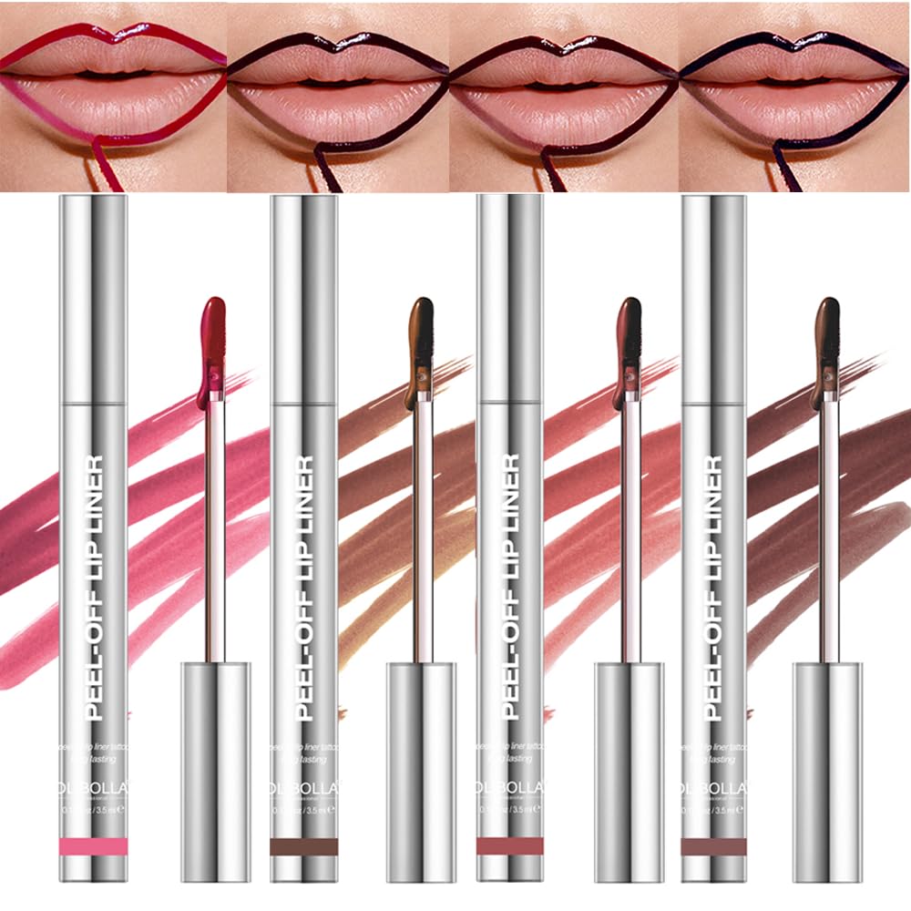 BANGFENG 4Pcs Peel Off Lip Liner Stain – Long-Lasting, Waterproof, All-Day Color